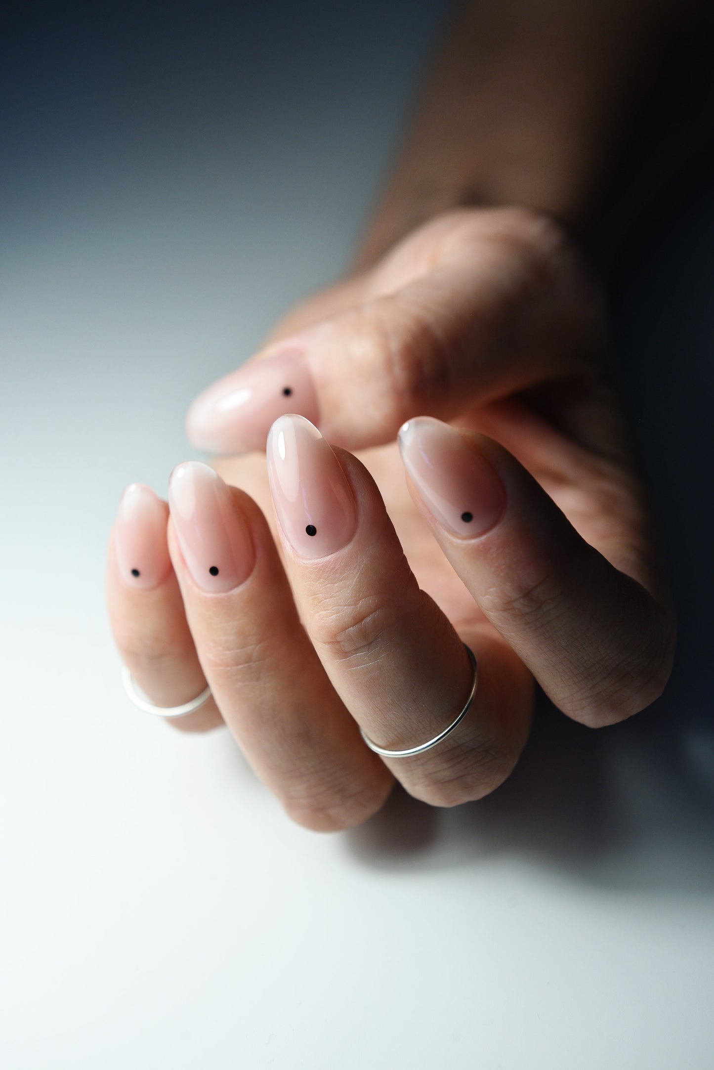 Dot Dots Nude Press On Nails – Minimalist Handmade Acrylic Look, Cream Nail Art, Reusable Luxury Set