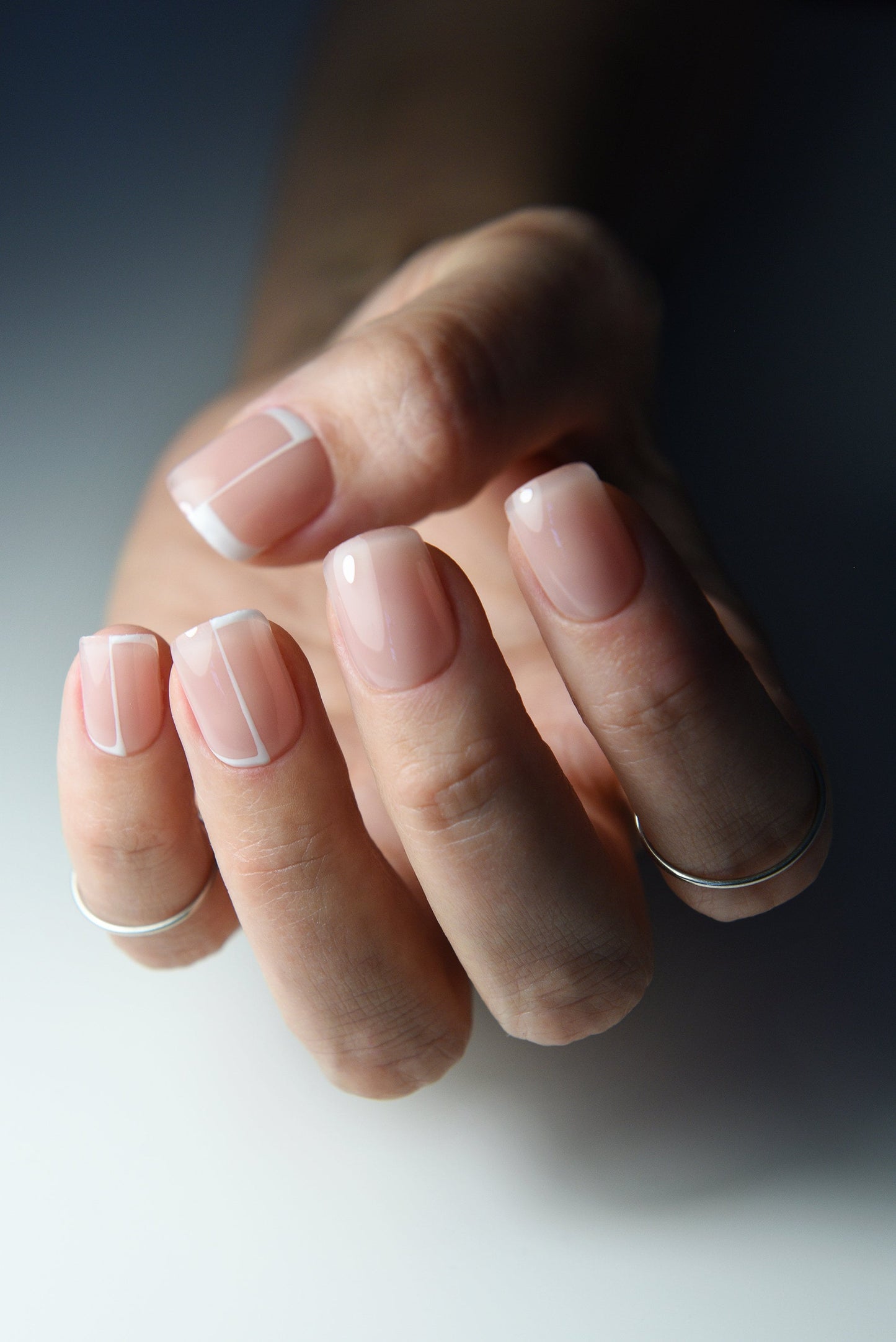 French Nail Art Press-On Nails | Minimalist Clean Girl Nude | Handmade with Builder Gel | Short Square, Medium Stiletto, Long Coffin | Luxury Reusable Nails