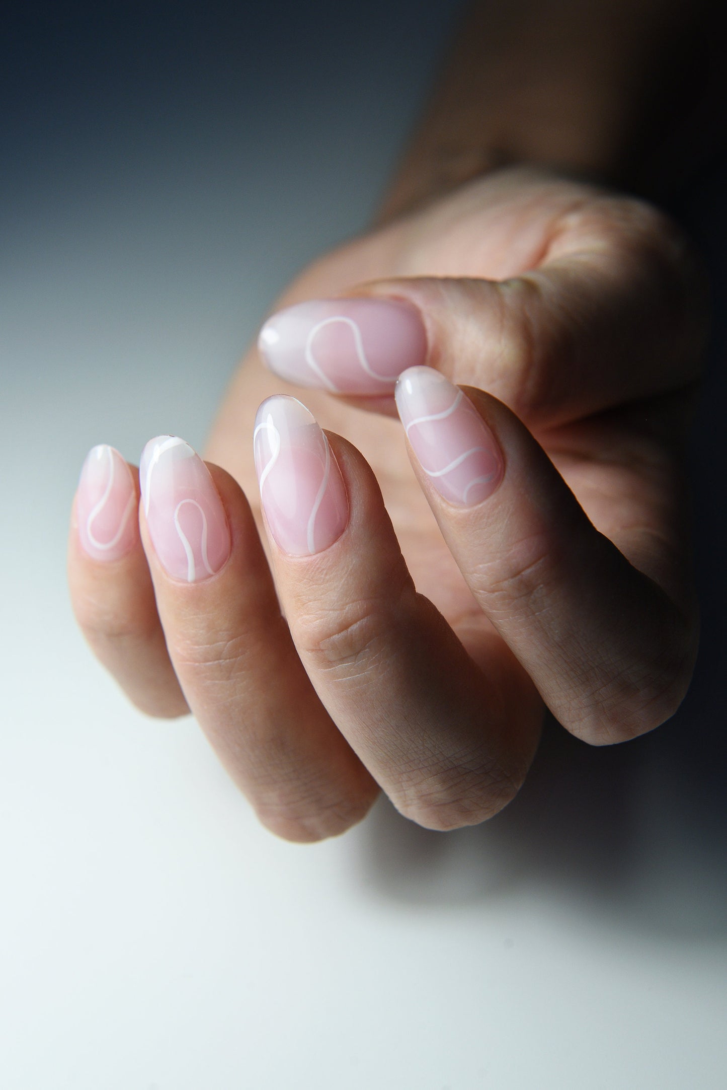 Pink Bubblebath Press-On Nails – Abstract Lines | Handmade Reusable Nails with Soft Look