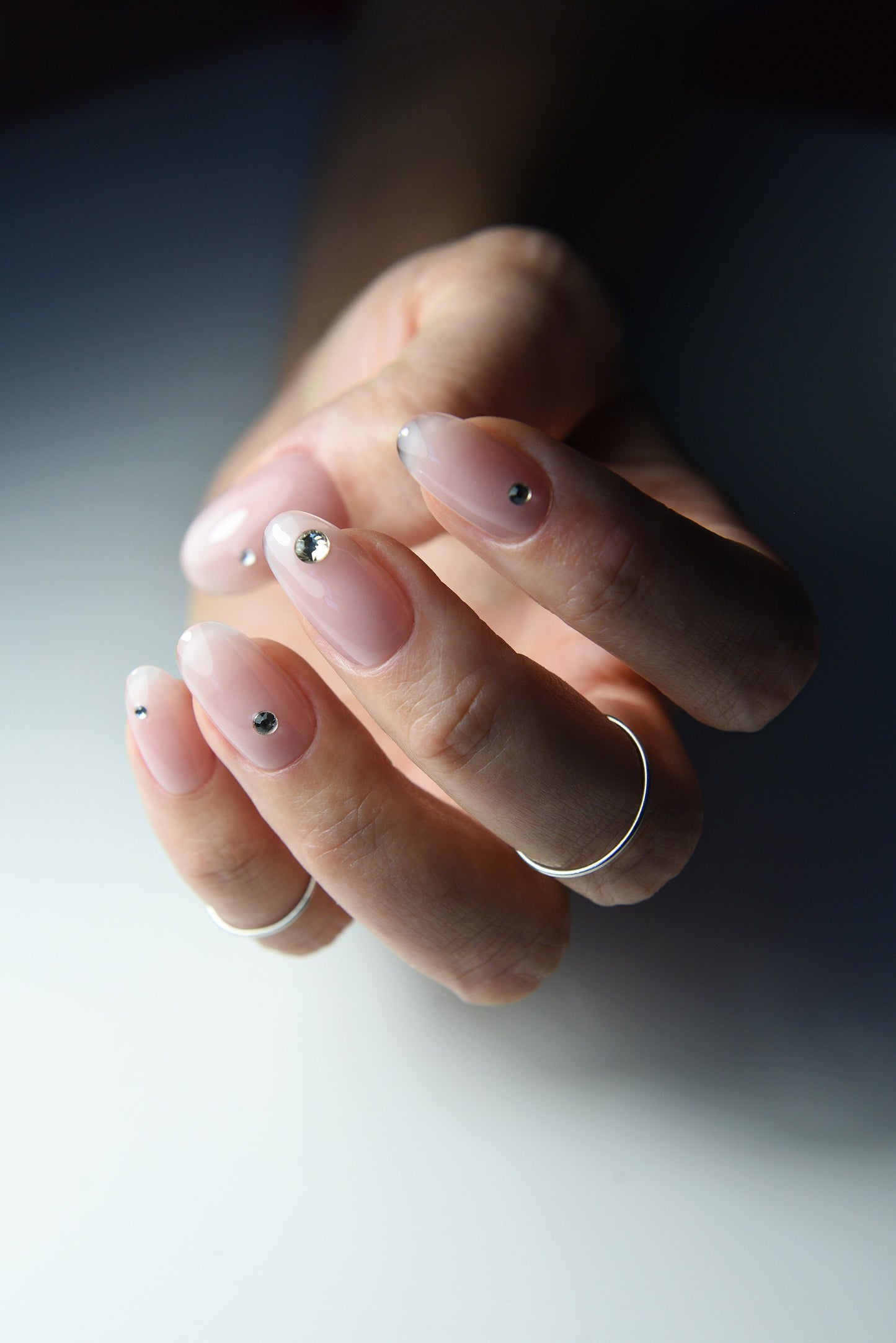 SPARKLING NUDES Press On Nails Set for spring summer, wedding party, gift for daughter, girlfriend, girly cute almond, stiletto, long, short – Luxury Handmade Reusable Press On Nails