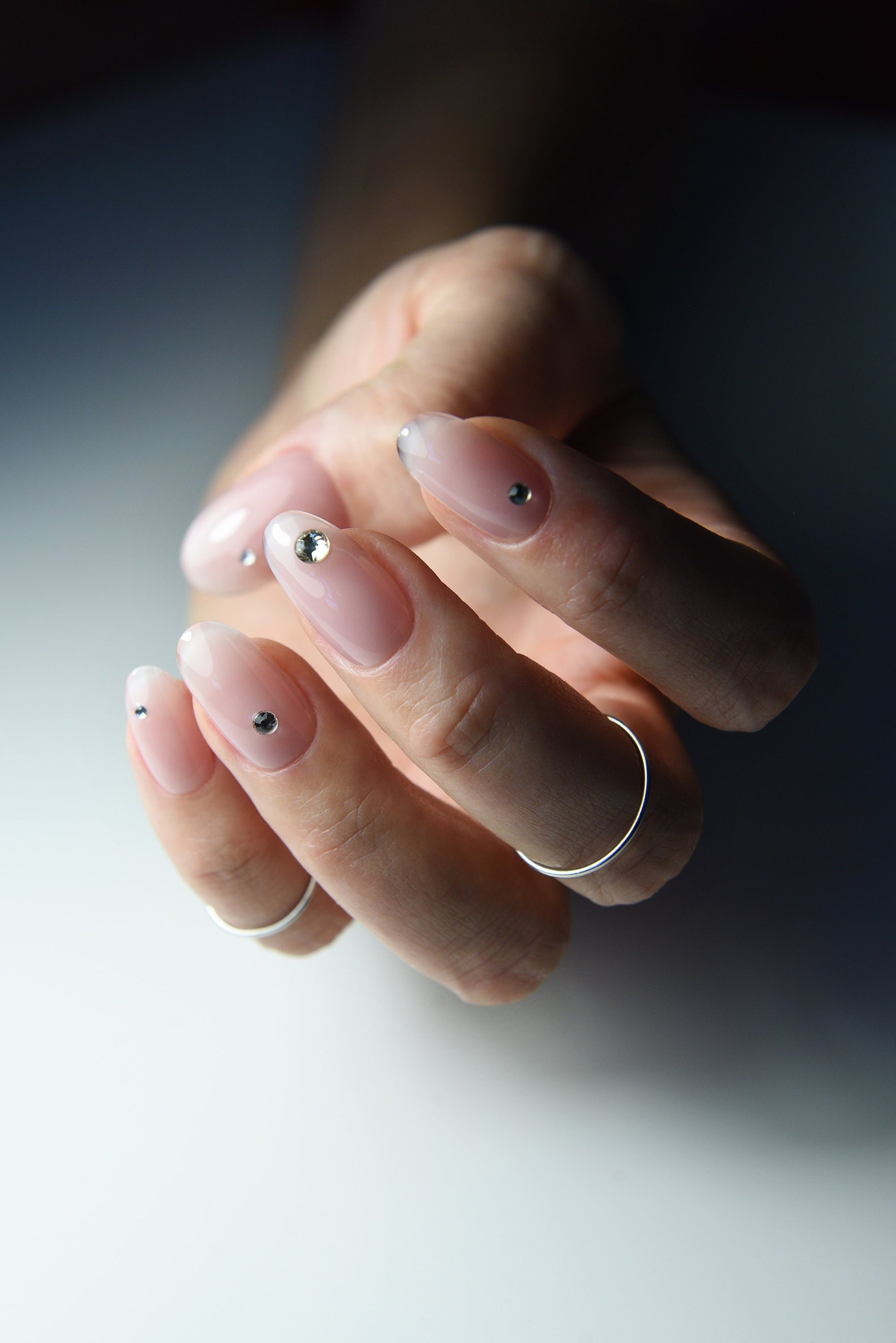 SPARKLING NUDES Press On Nails Set for spring summer, wedding party, gift for daughter, girlfriend, girly cute almond, stiletto, long, short – Luxury Handmade Reusable Press On Nails