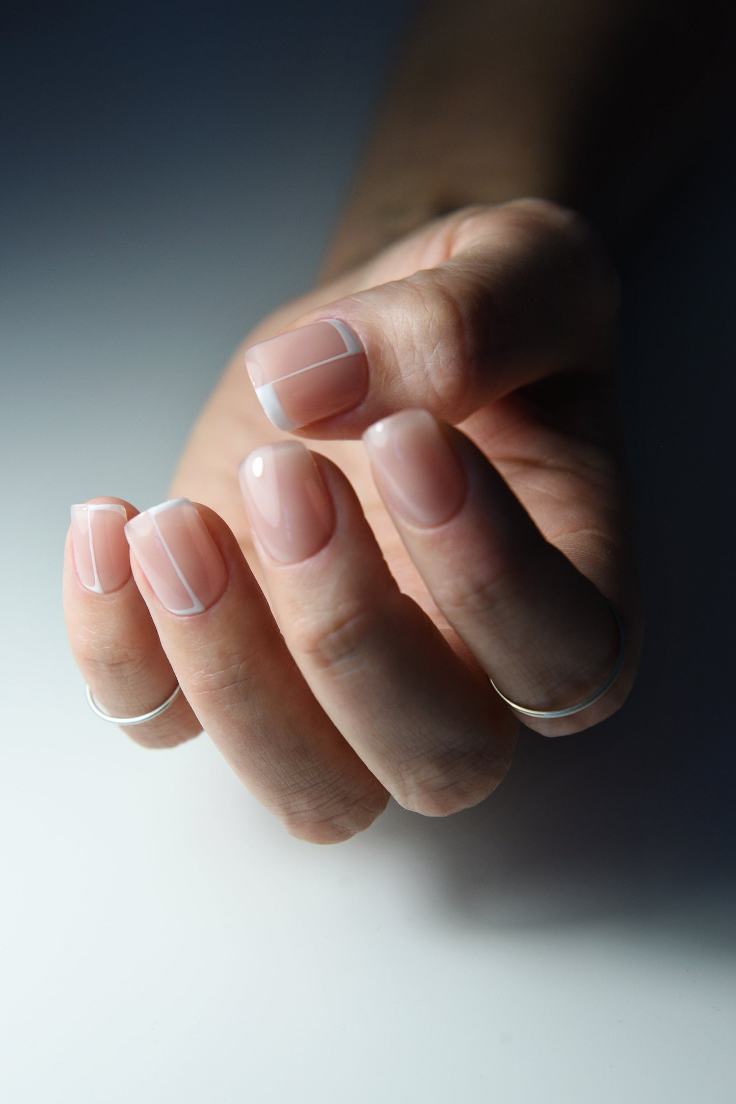 French Nail Art Press-On Nails | Minimalist Clean Girl Nude | Handmade with Builder Gel | Short Square, Medium Stiletto, Long Coffin | Luxury Reusable Nails