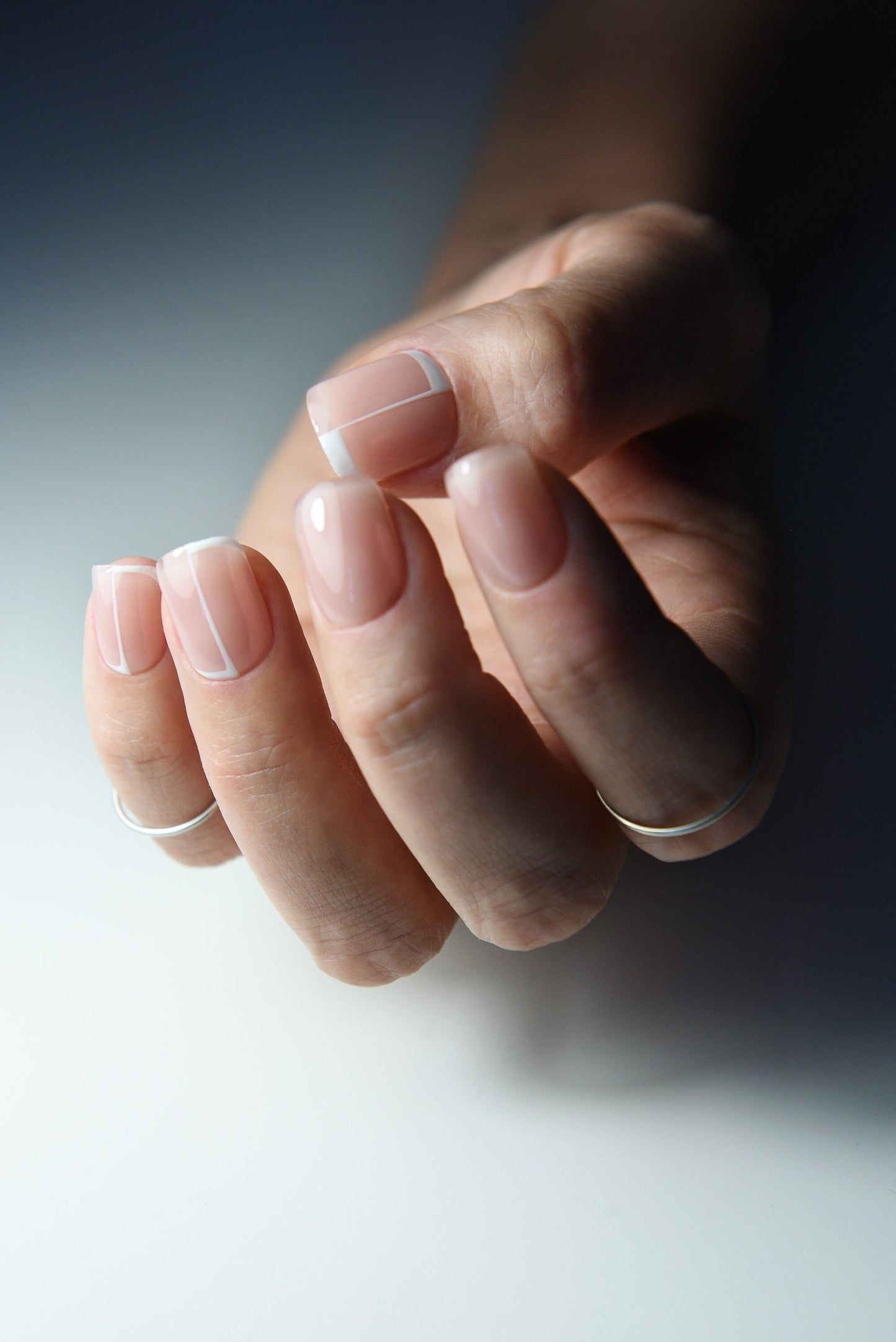 FRENCH Nail Art Press On Nails, minimalistic, clean girl, nude nails made with builder base, short square, medium stiletto, long coffin – Luxury Handmade Reusable Press On Nails