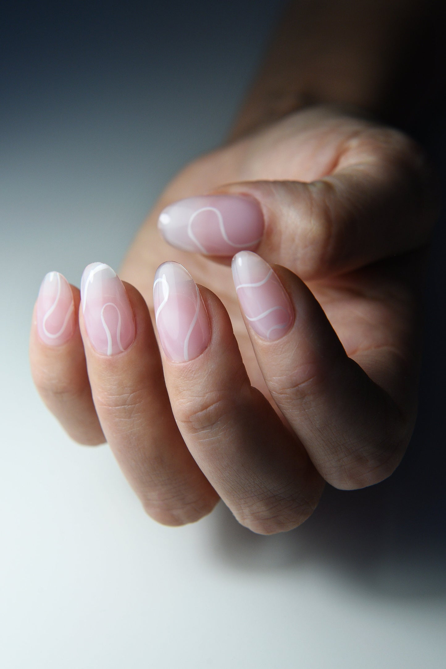 Pink Bubblebath Press-On Nails – Abstract Lines | Handmade Reusable Nails with Soft Look