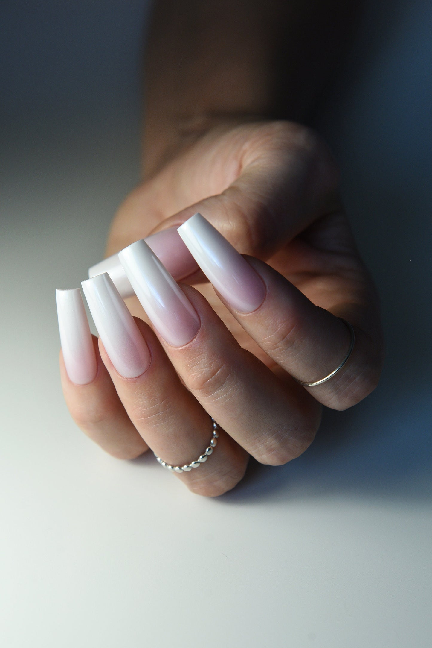 Chrome Babyboomer Press On Nails – Handmade Pink Bridal Set | Custom Reusable Luxury Nails for Wedding