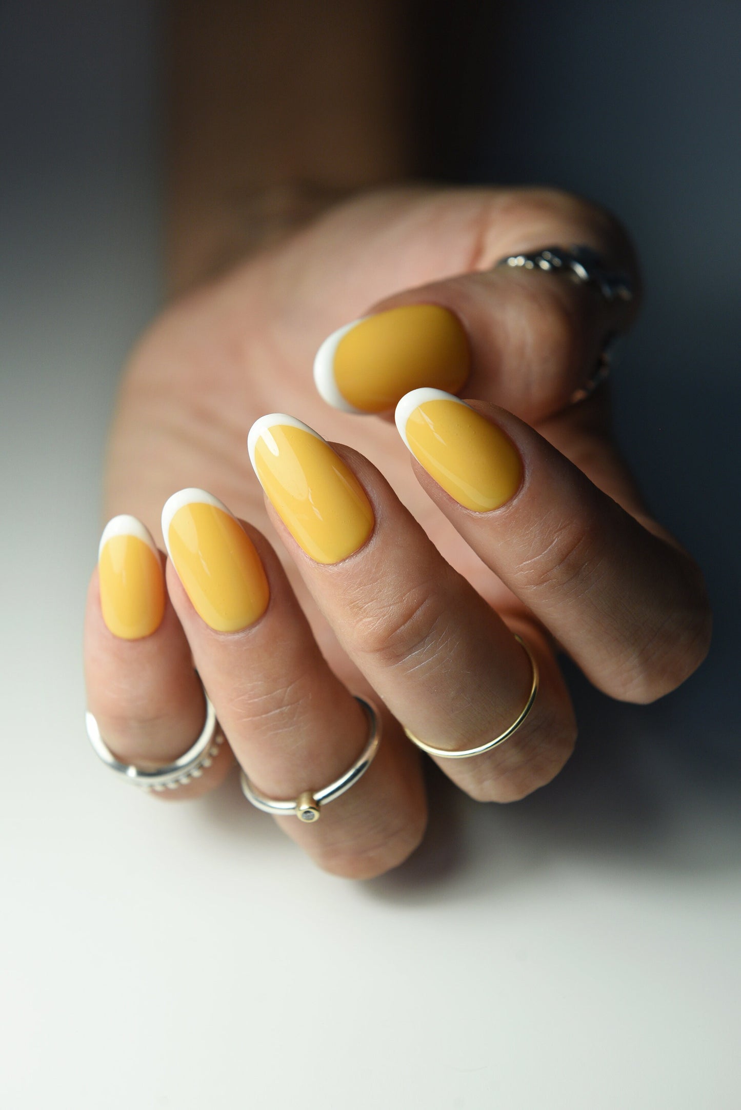 Sunny Press-On Nails – Yellow Orange Fall Set with Pumpkin French