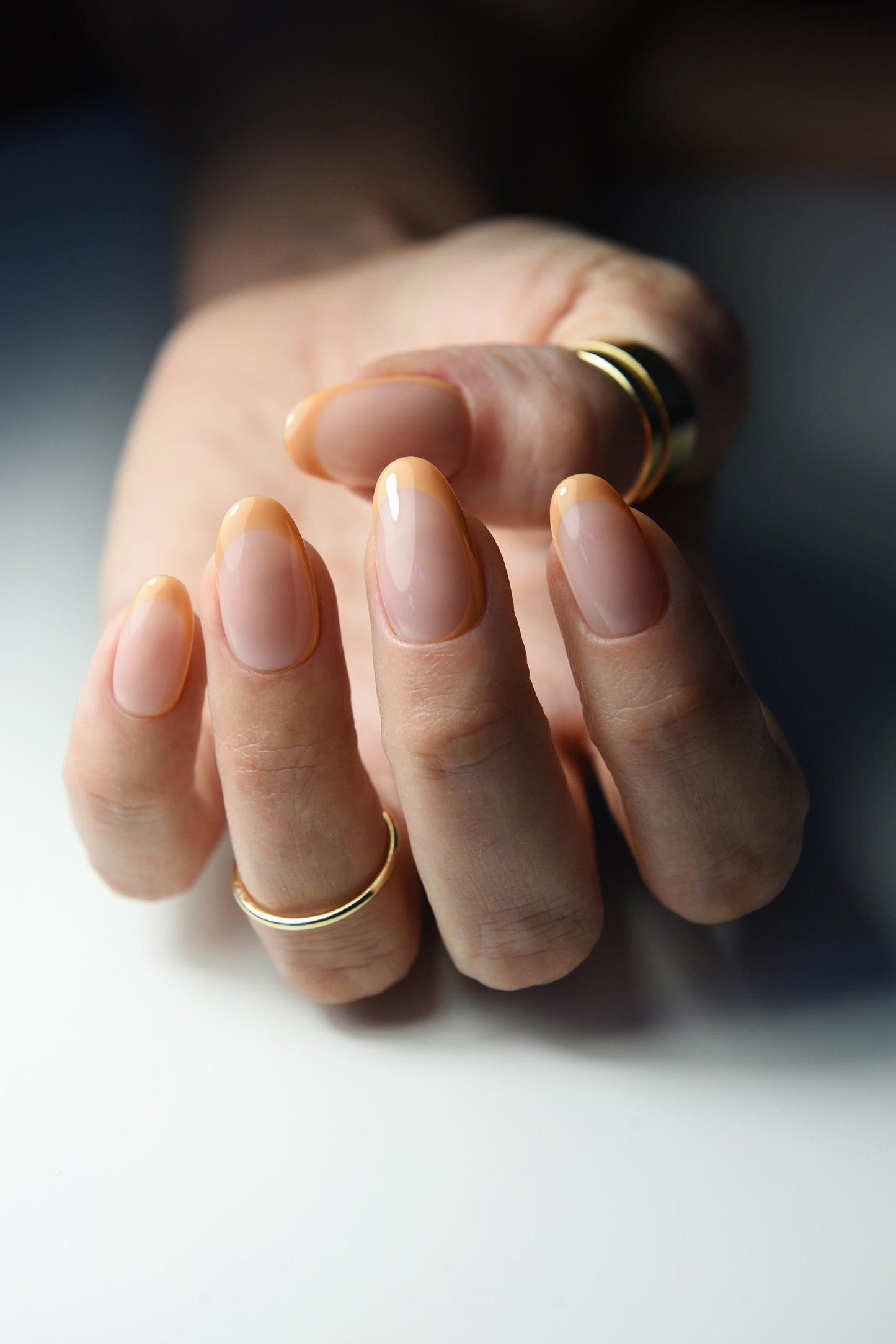 Pumpkin Orange Half French Press-On Nails – Nude Beige Autumn Look | Handmade Reusable Luxury Set for Back to School or Fall Days