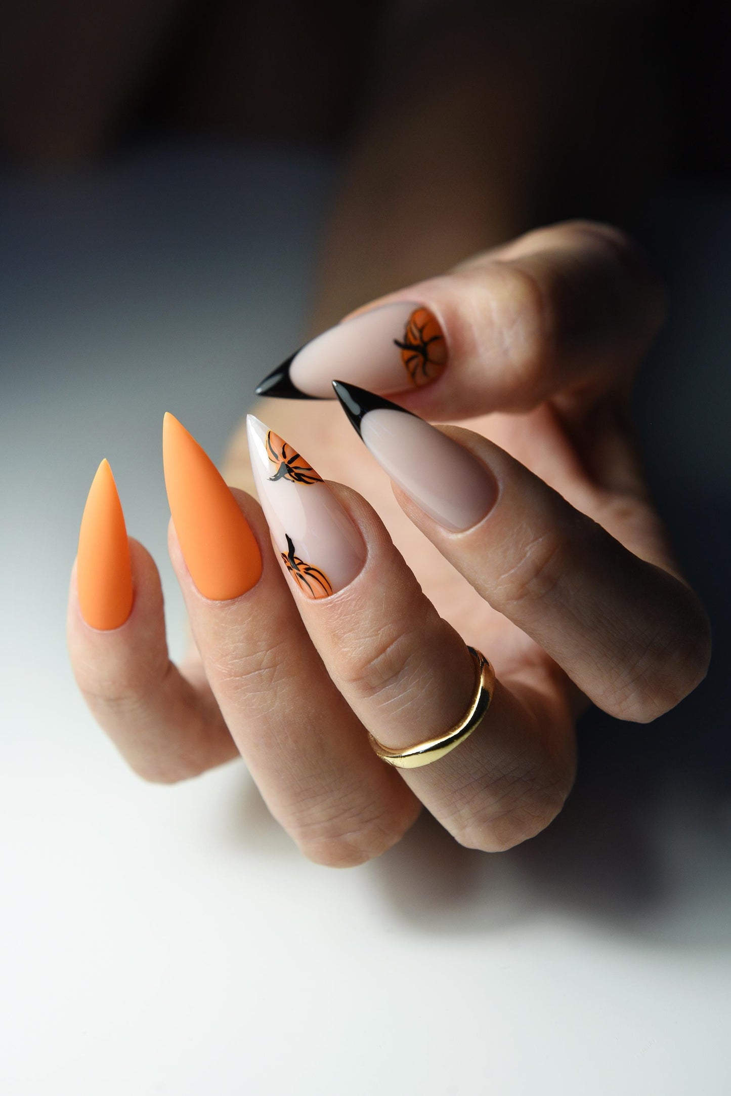 Pumpkin Dream Press-On Nails – Handmade Reusable Fall Gel Nail Set