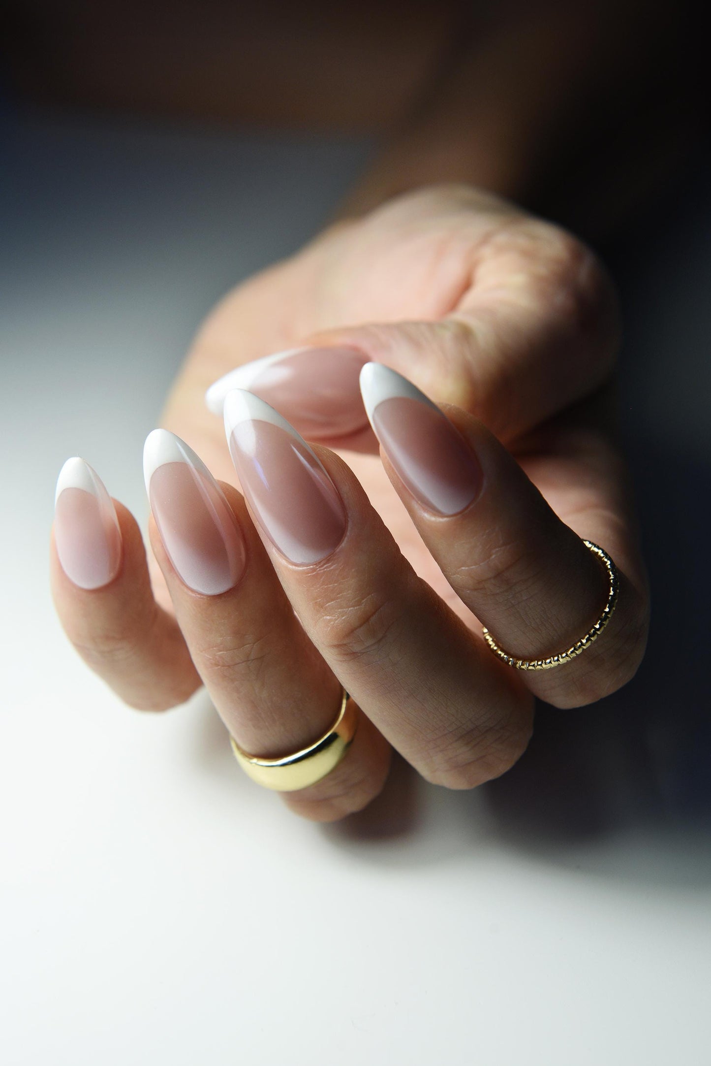 CHROME FRENCH Pearl Press On Nails, first date nails, cute, girly, wedding nails, gift for bride, pink reusable, custom, handmade set, long – Luxury Handmade Reusable Press On Nails