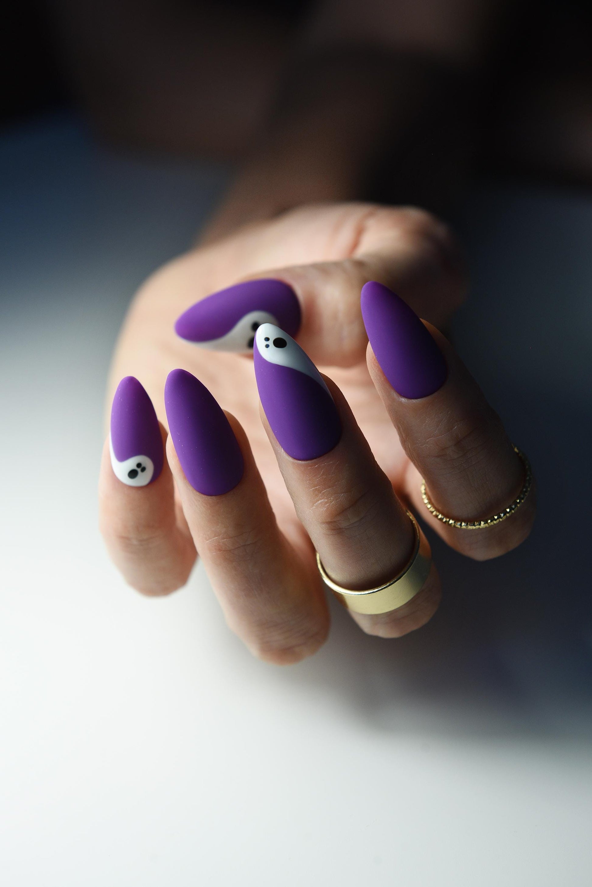 BOO GHOST PURPLE Press On Nails for halloween, happy, cute spooky nails for october, nail set girl, reusable, handmade nail art, goth gift