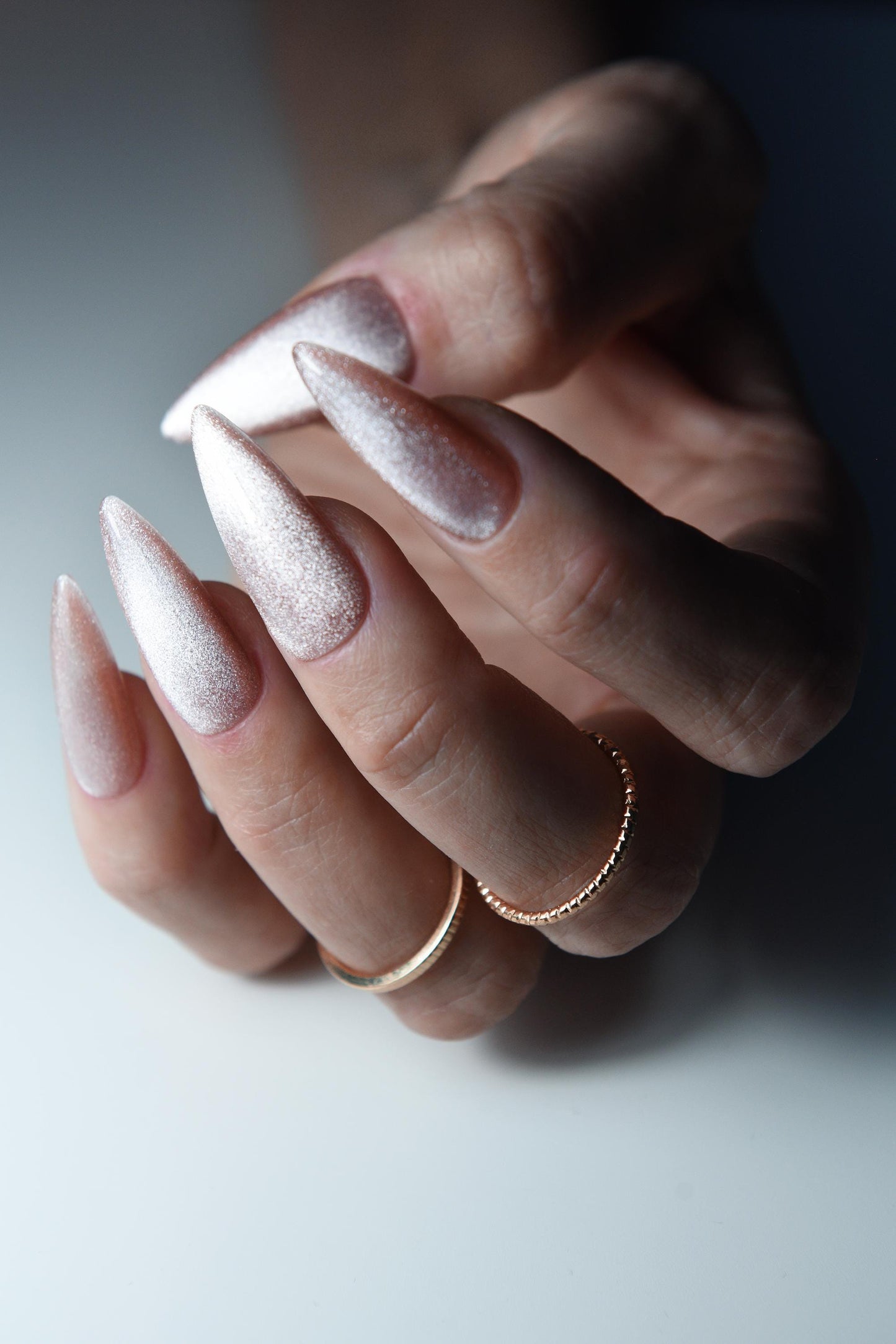 Magnetic Cat Eye Nude Press-On Nails – Shiny Salon-Quality, Handmade, Reusable Luxury Gel Set