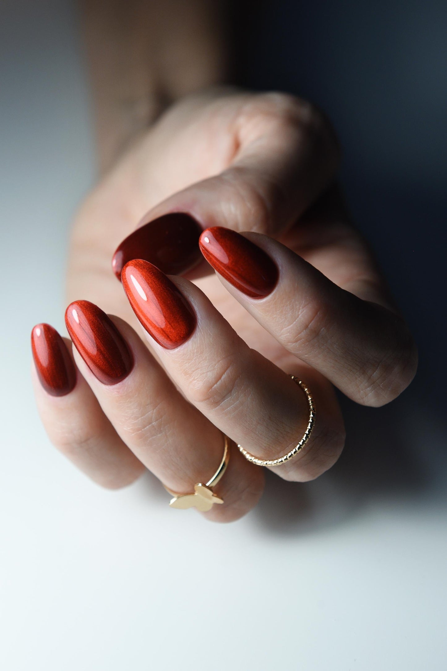 Cherry Red Cat Eye Press-On Nails – Hot Victory Red, Handmade Reusable Set for Spring & Summer