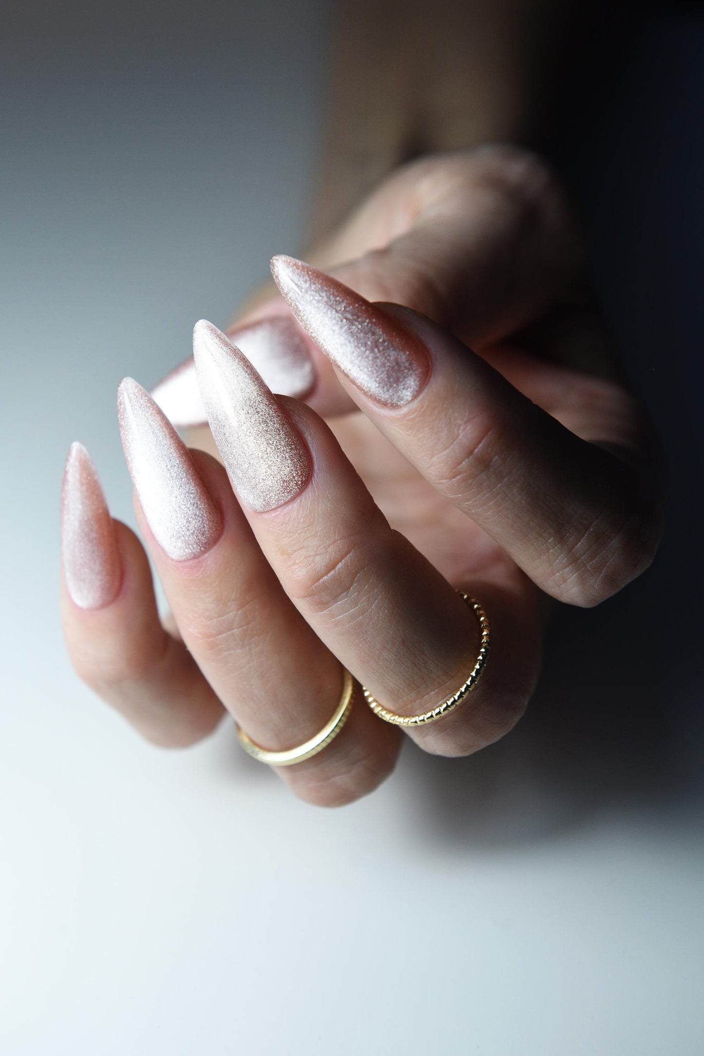 Magnetic Cat Eye Nude Press-On Nails – Shiny Salon-Quality, Handmade, Reusable Luxury Gel Set