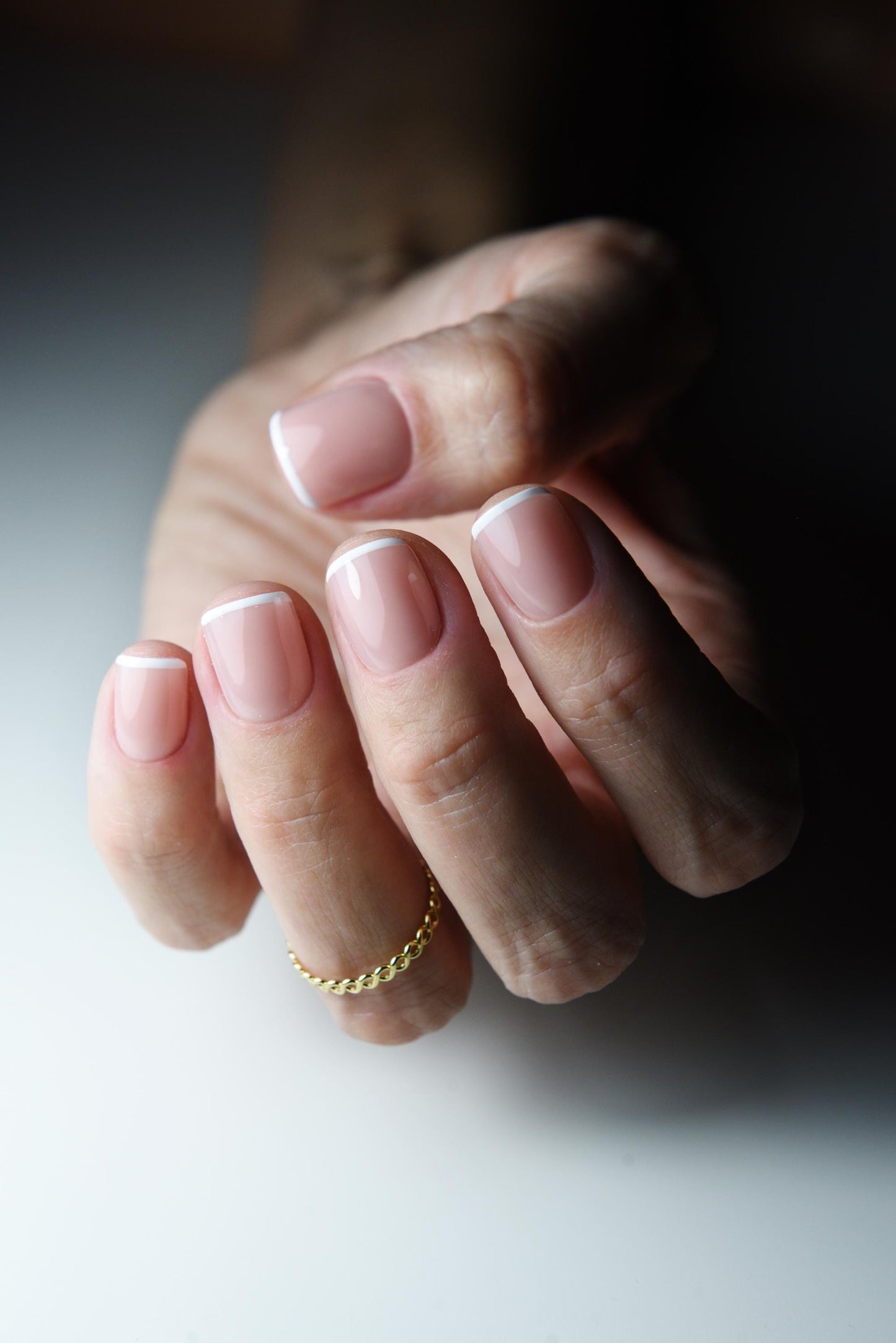 Micro French Press-On Nails – Minimalist Nude French Tips – Handmade Reusable Set: Square, Stiletto, Almond, Oval, Coffin, Short, Long – Luxury Handmade Reusable Press On Nails