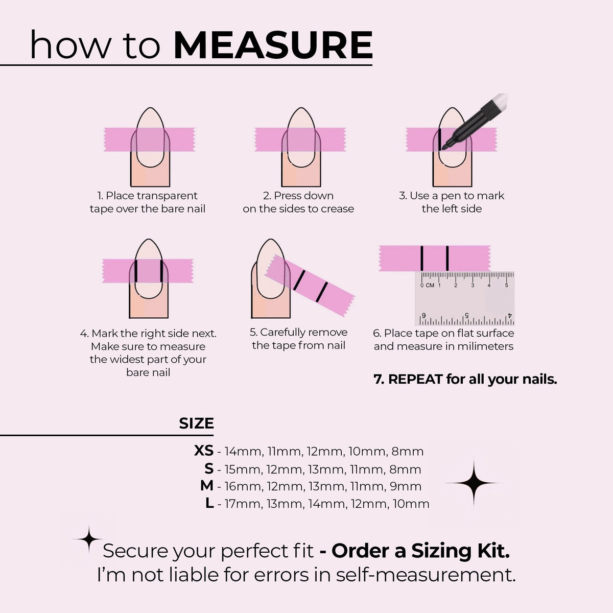 How to measure nail widths in millimetres for custom press-on nails