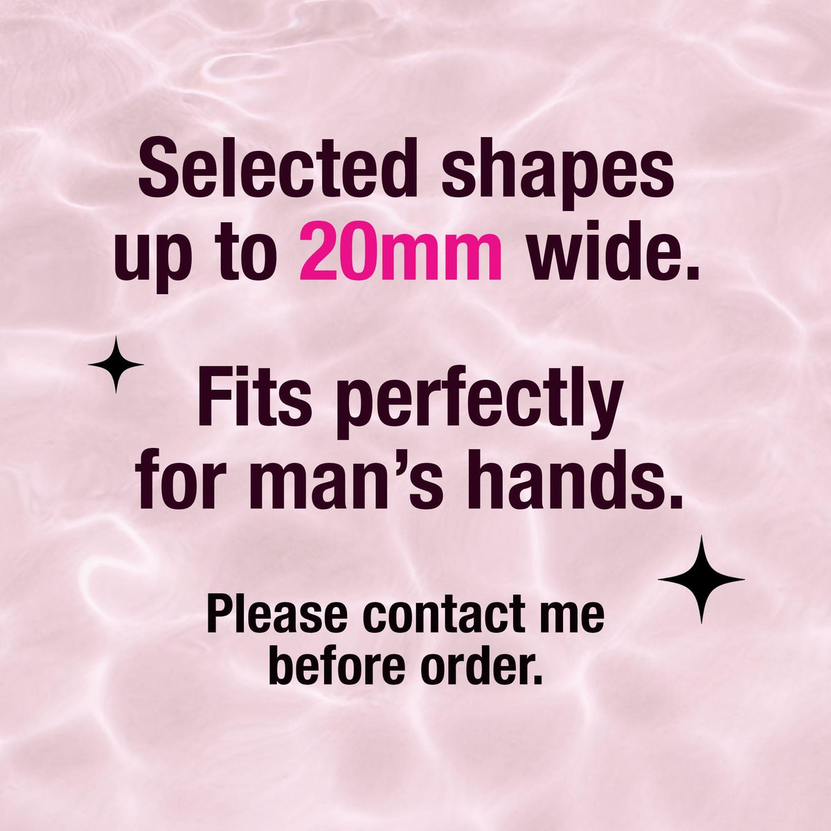 Selected press-on nail shapes available up to 20 mm wide
