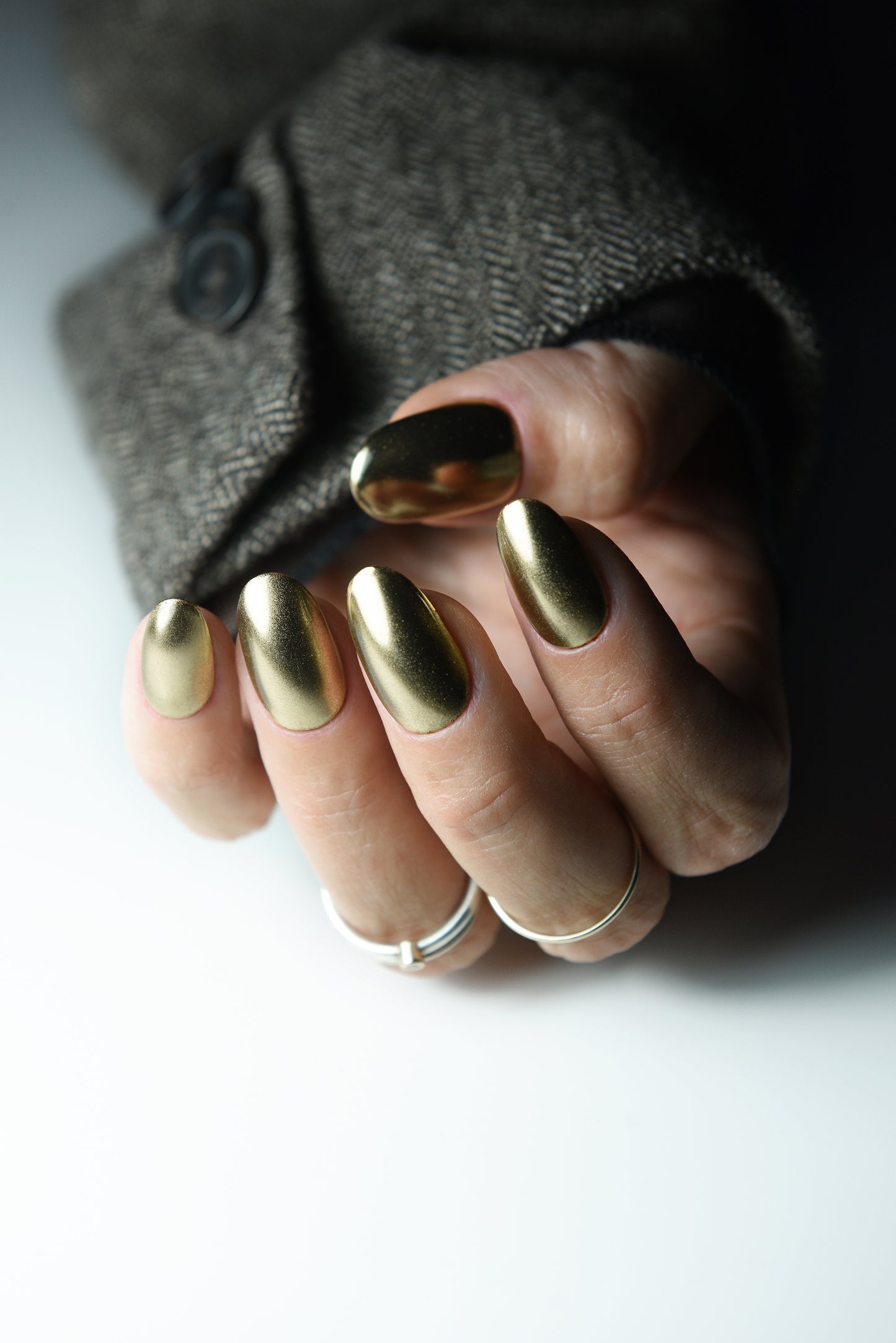 Gold Chrome Press-On Nails | Metallic Mirror Fake Nails | Handmade Reusable Set