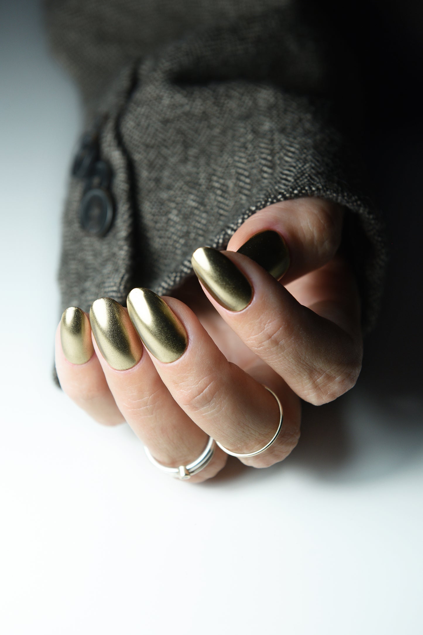 Gold Chrome Press-On Nails | Metallic Mirror Fake Nails | Handmade Reusable Set