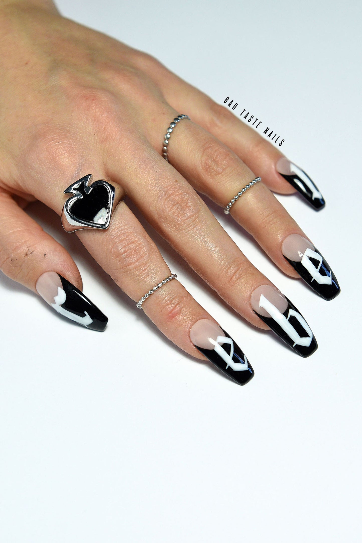 CUSTOM LETTERS + Deep FRENCH – Luxury Handmade Reusable Press On Nails