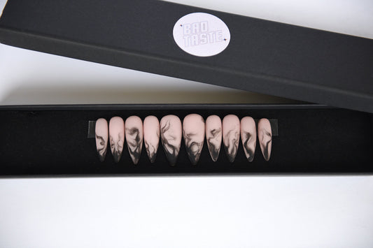 SMOKE | Matte | Handpainted press on nails | CUSTOM fake nails | Stiletto Oval Almond Square Coffin Balerina | Long Medium Short
