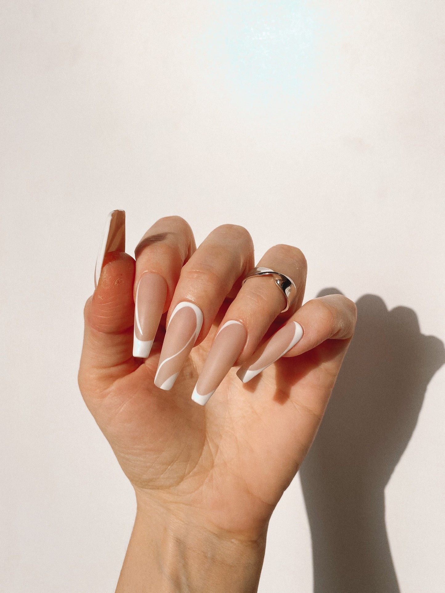 Abstract French Press-On Nails – Handpainted Minimal Look | Custom Glossy or Matte Set