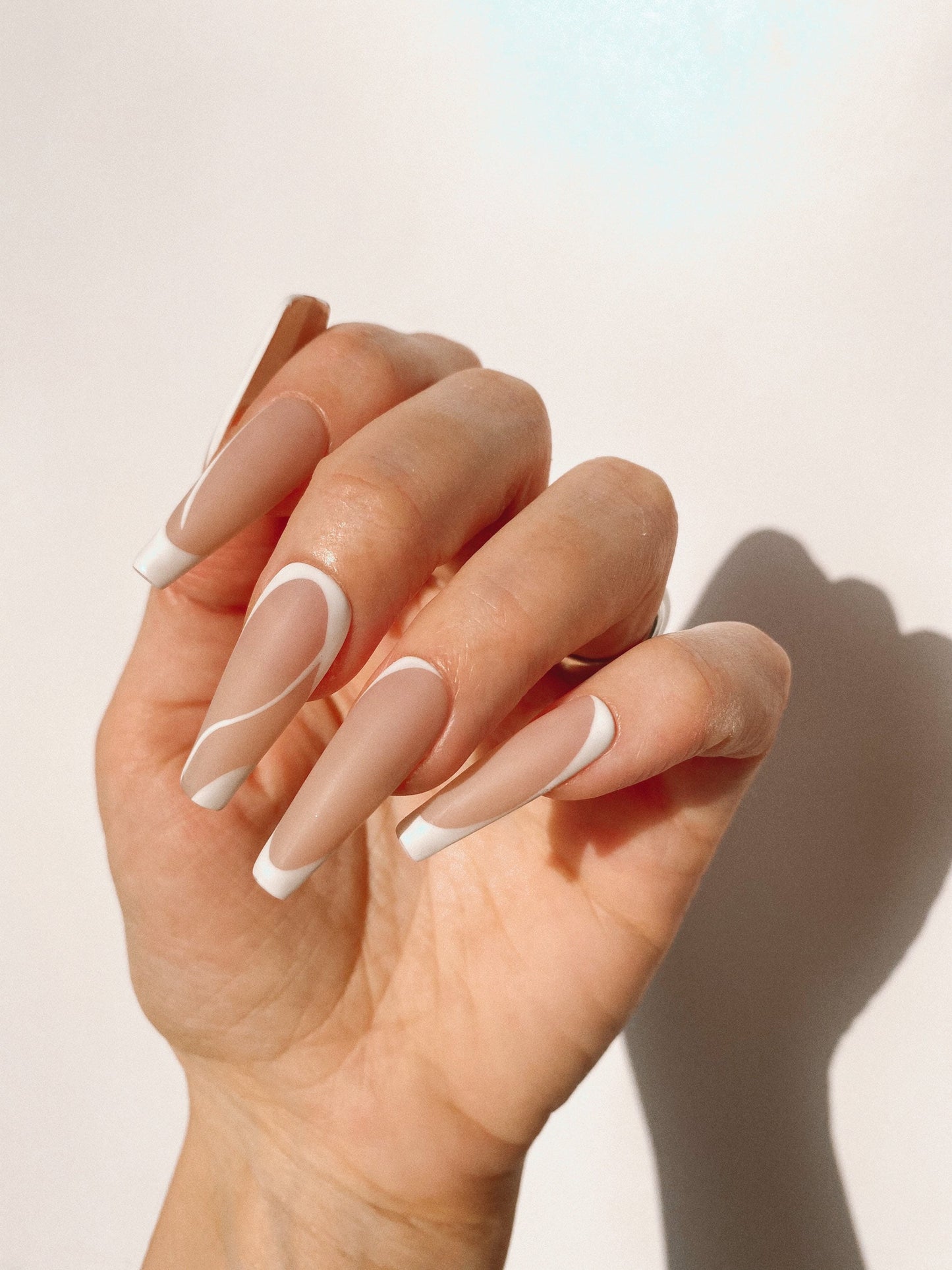 Abstract French Press-On Nails – Handpainted Minimal Look | Custom Glossy or Matte Set