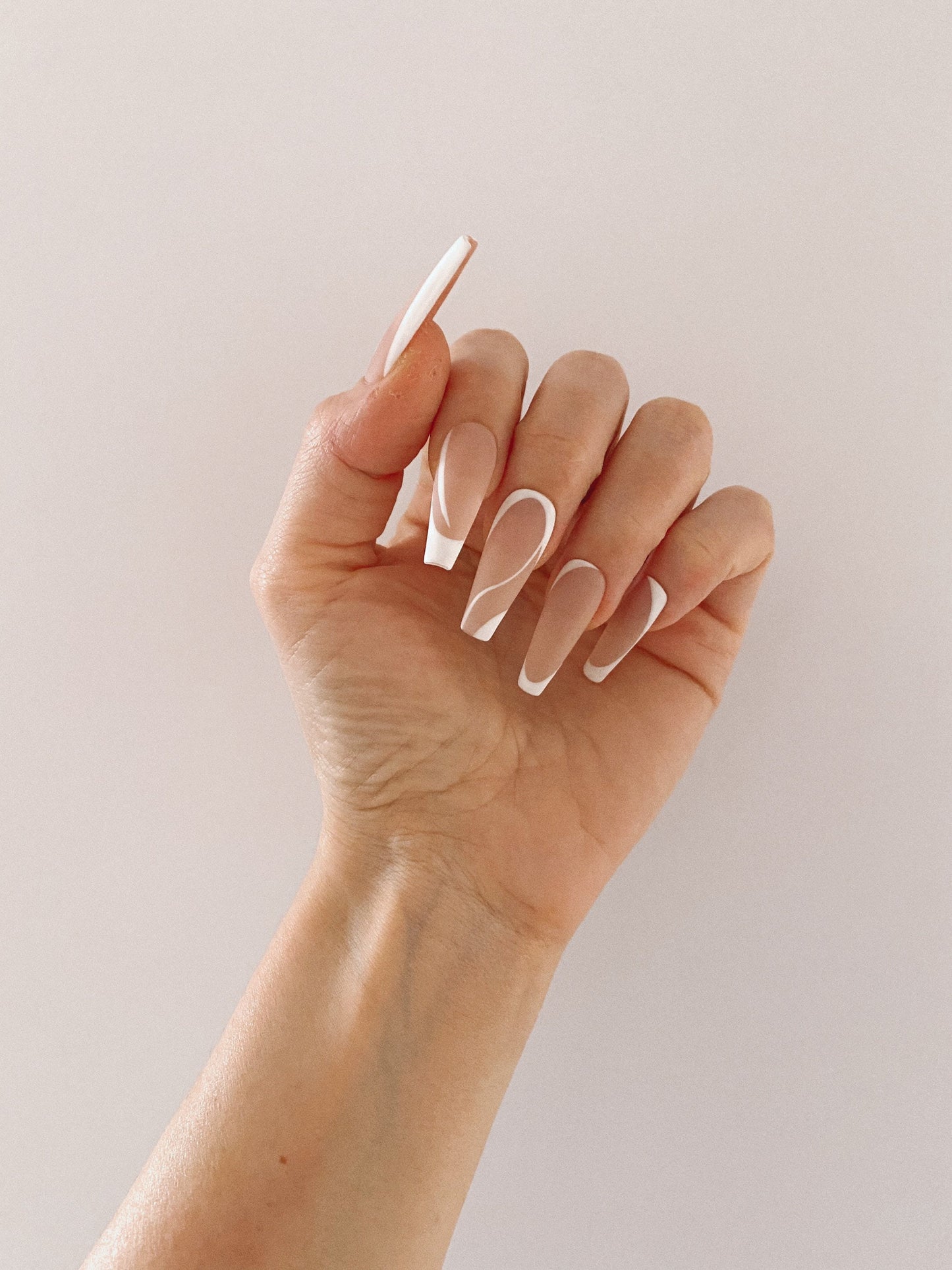 Abstract French Press-On Nails – Handpainted Minimal Look | Custom Glossy or Matte Set