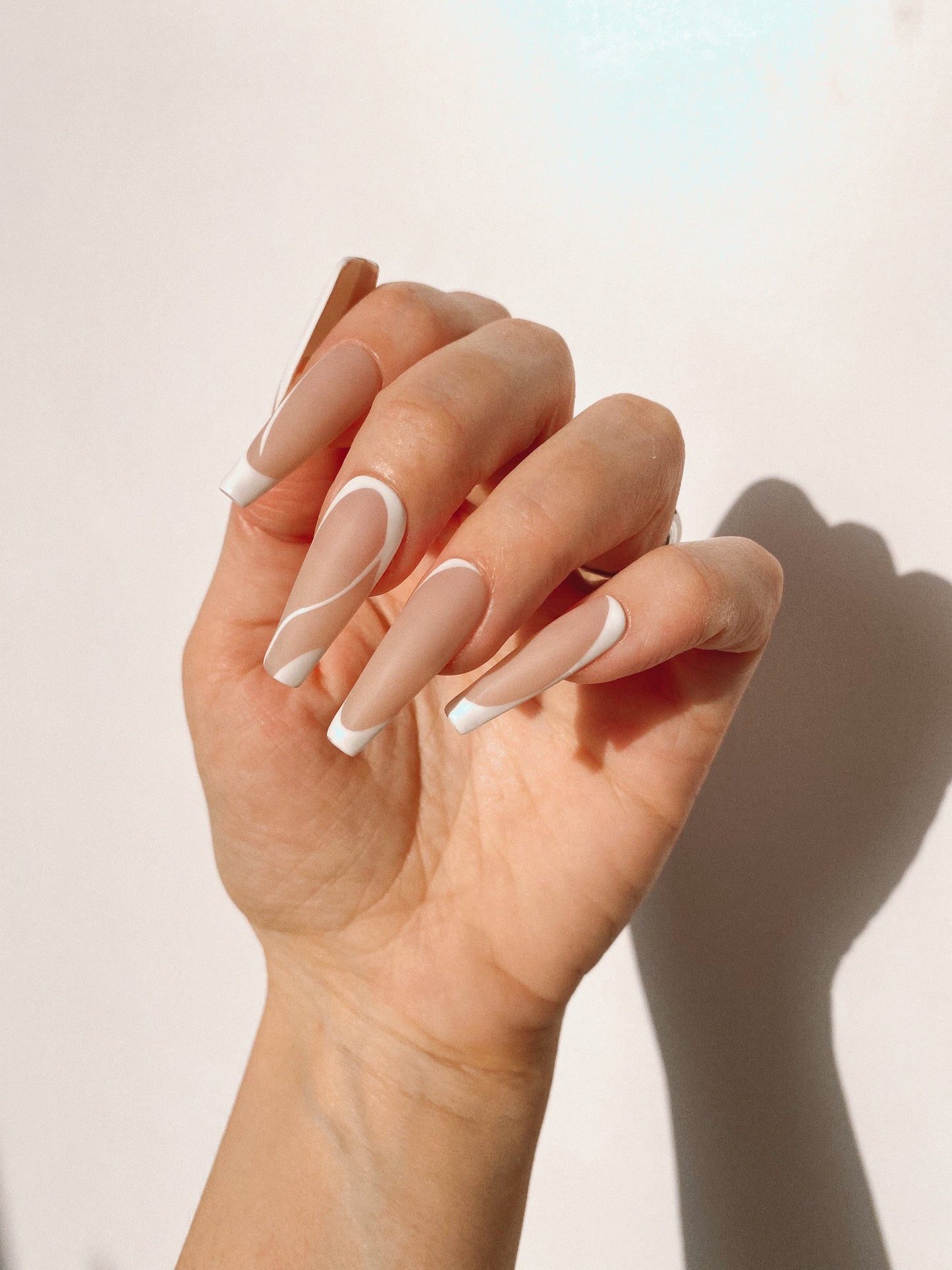 Abstract French Press-On Nails – Handpainted Minimal Look | Custom Glossy or Matte Set