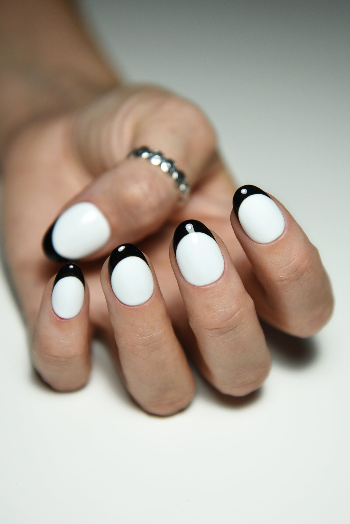 Selena Y2K Negative French Press-On Nails | Luxury Handmade Reusable Set | Glossy or Matte | Custom Shape & Length