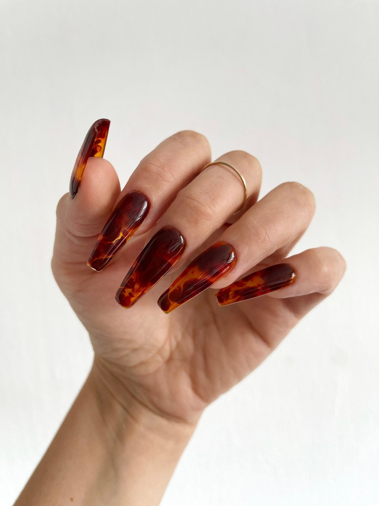 CLASSY TORTOISE SHELL Kim – Luxury Handmade Reusable Press On Nails
