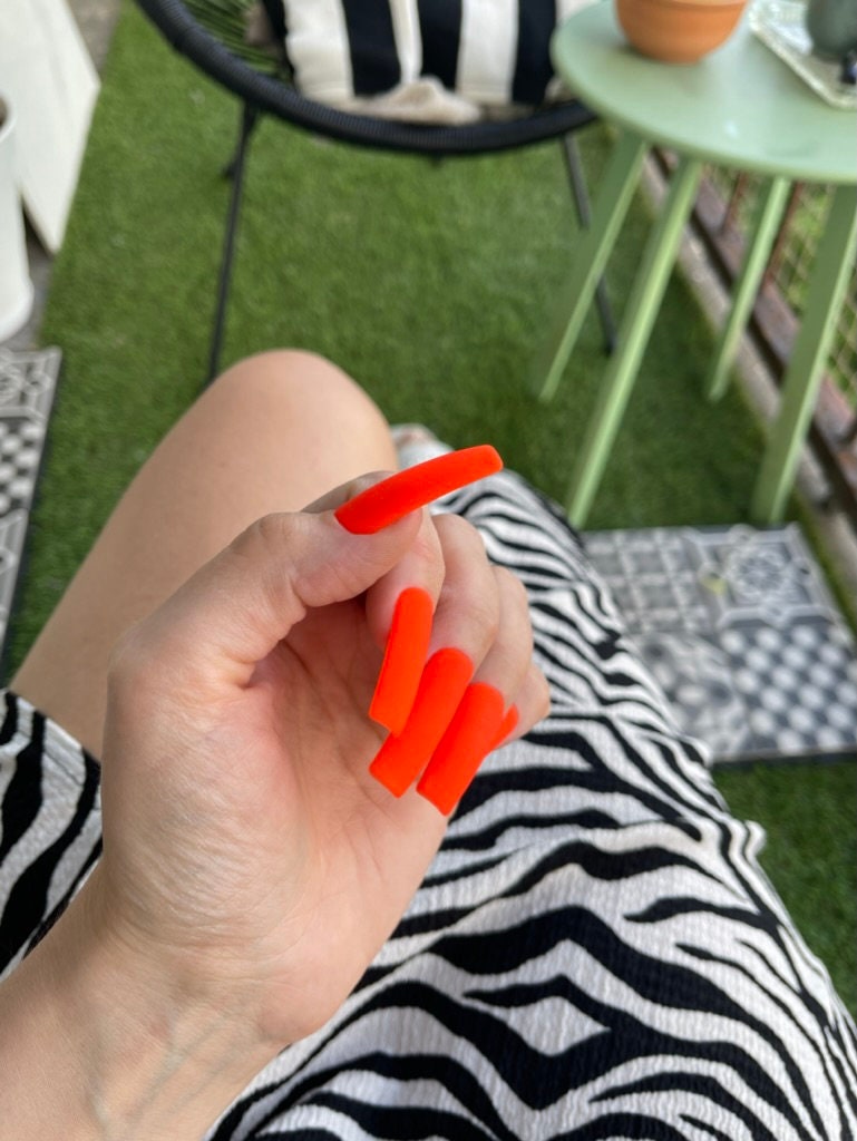 VIVID ORANGE Press On Nails – Handmade Reusable Luxury Fake Nails