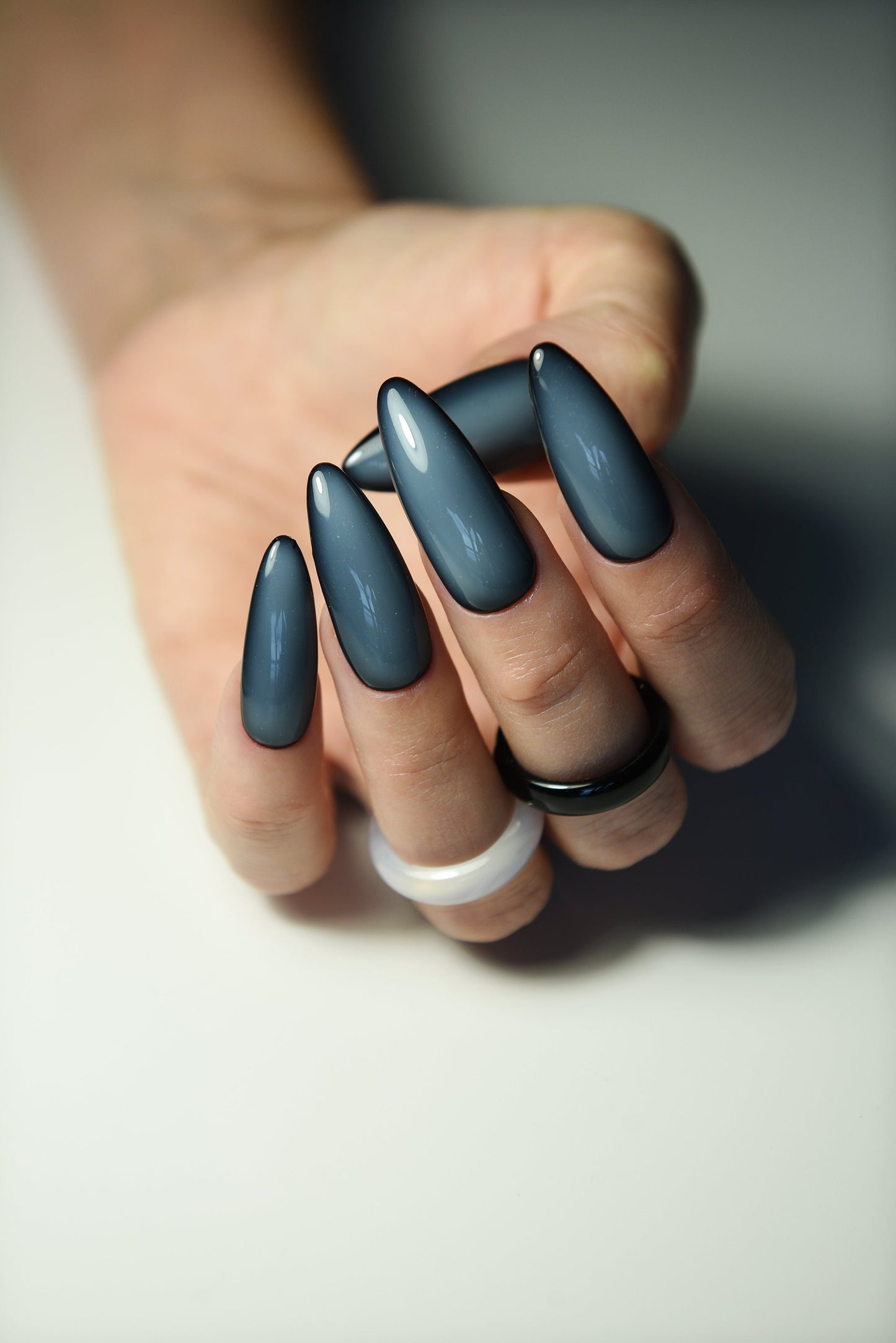 GOTHIC MILKY OMBRE Black Set | Handmade press on nails | Stiletto Oval Almond Square Coffin Balerina | Long Medium Short