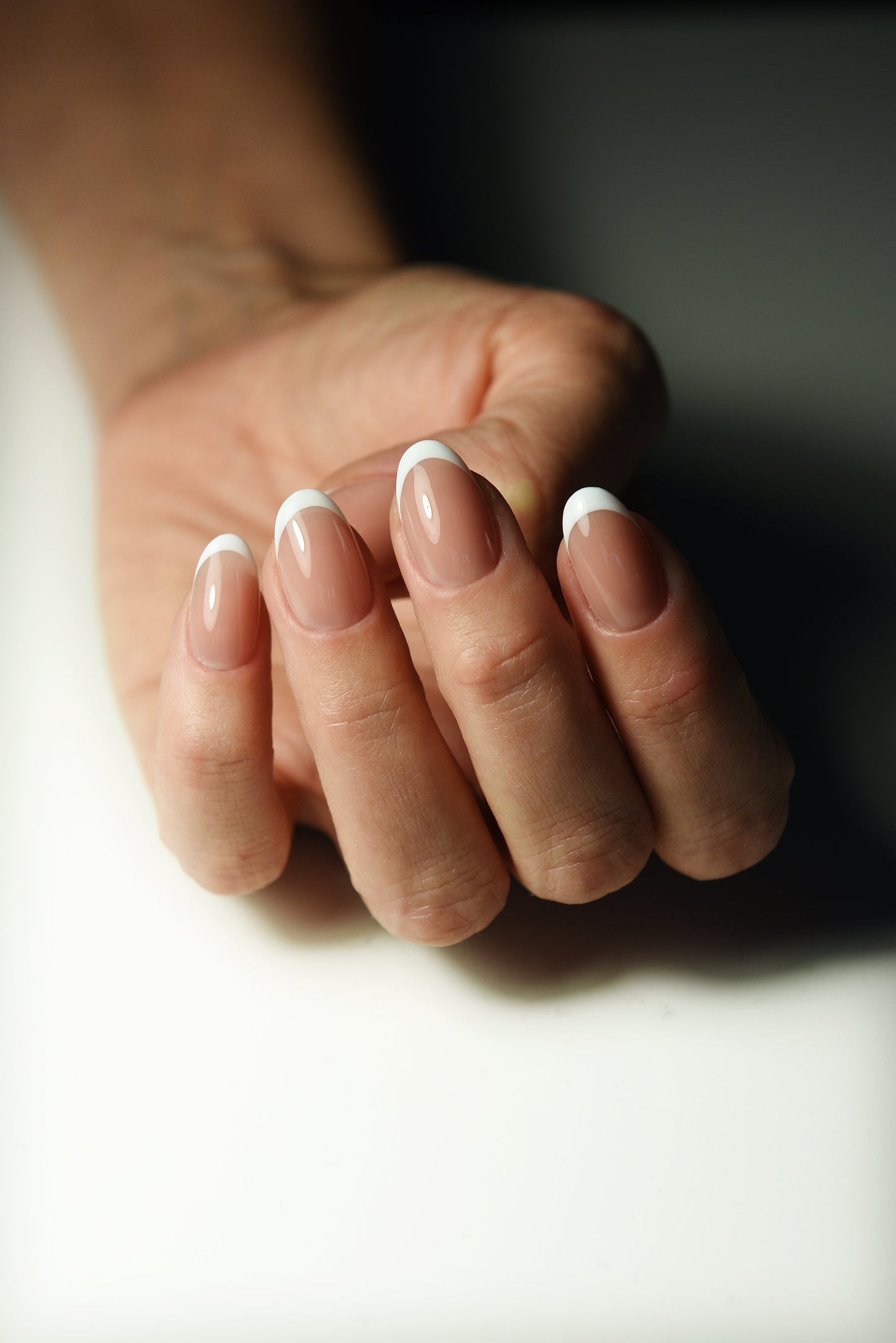 Royal French Press-On Nails | Thin Line Nude Old Money Style | Luxury Handmade Reusable Set | Custom Shape & Length