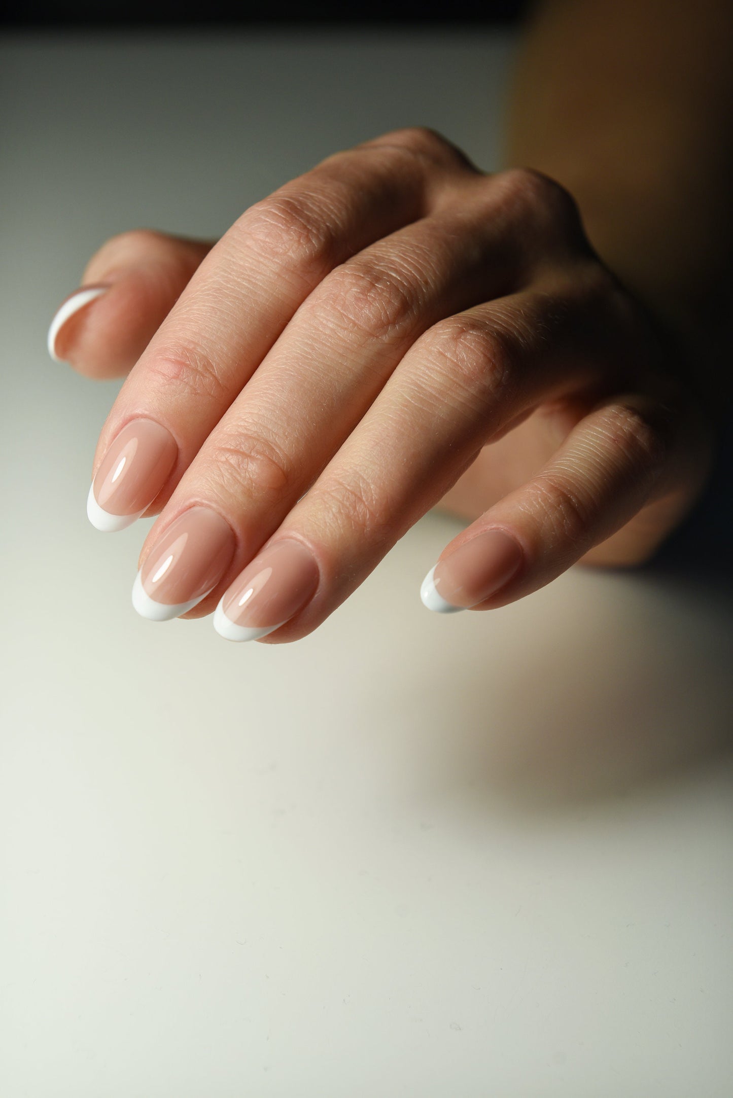 Royal French Press-On Nails | Thin Line Nude Old Money Style | Luxury Handmade Reusable Set | Custom Shape & Length