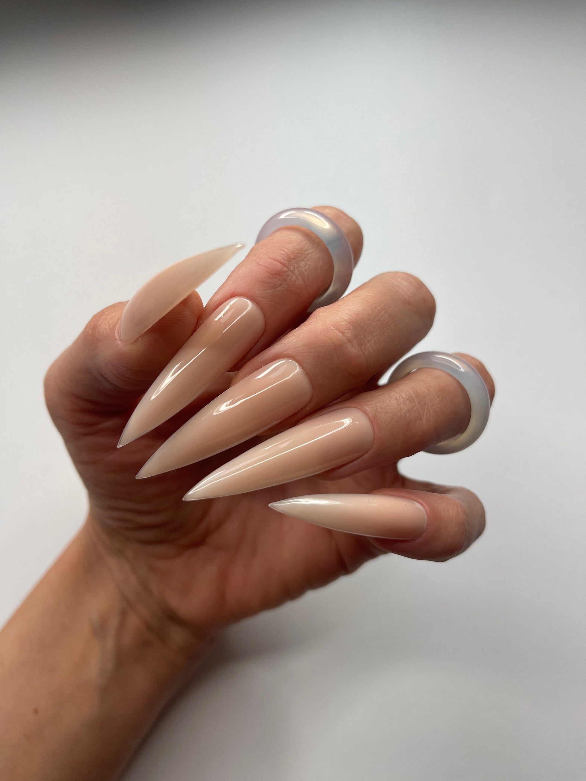 NEUTRAL ACRYL | Matte Glossy | Handpainted press on nails | Fake nails | Stiletto Oval Almond Square Coffin Balerina | Long Medium Short