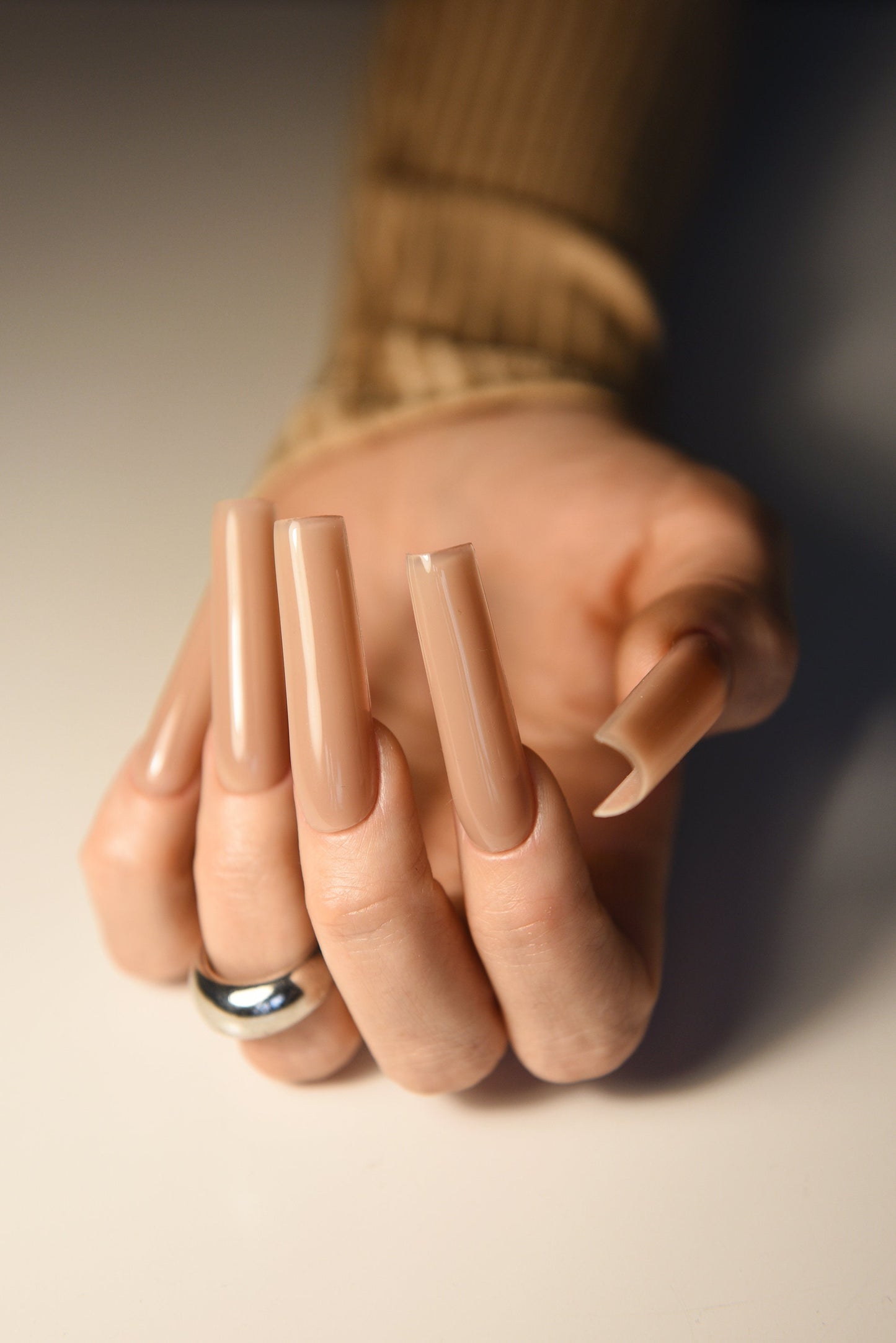 Caramel Toffee Press On Nails – Handmade Reusable Set in Matte or Glossy Finish