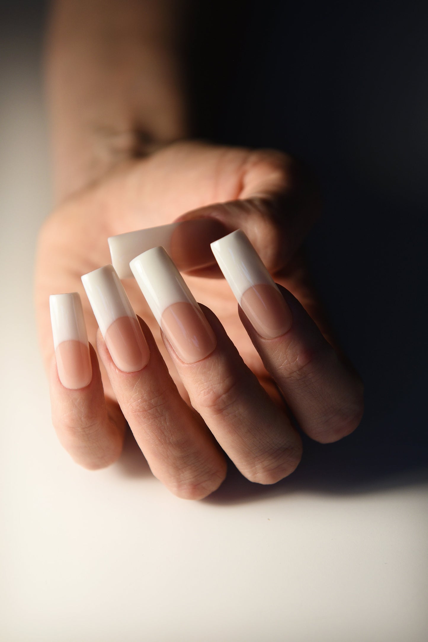 White 90s Y2K French Press-On Nails – Glossy, Handmade & Reusable