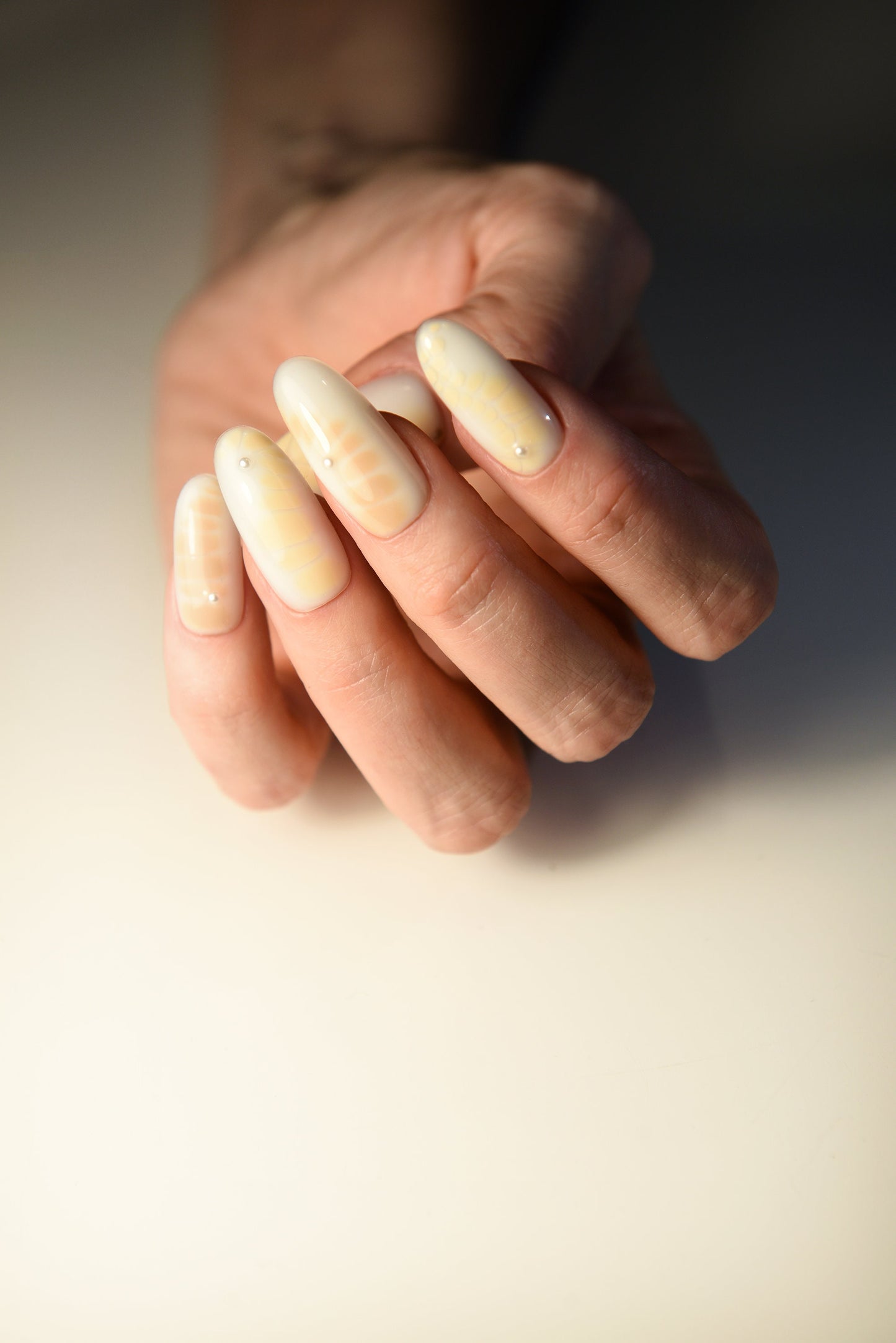 Y2K Blooming Abstract Press-On Nails – Nude Glossy Handmade Reusable Set – Luxury Nail Art