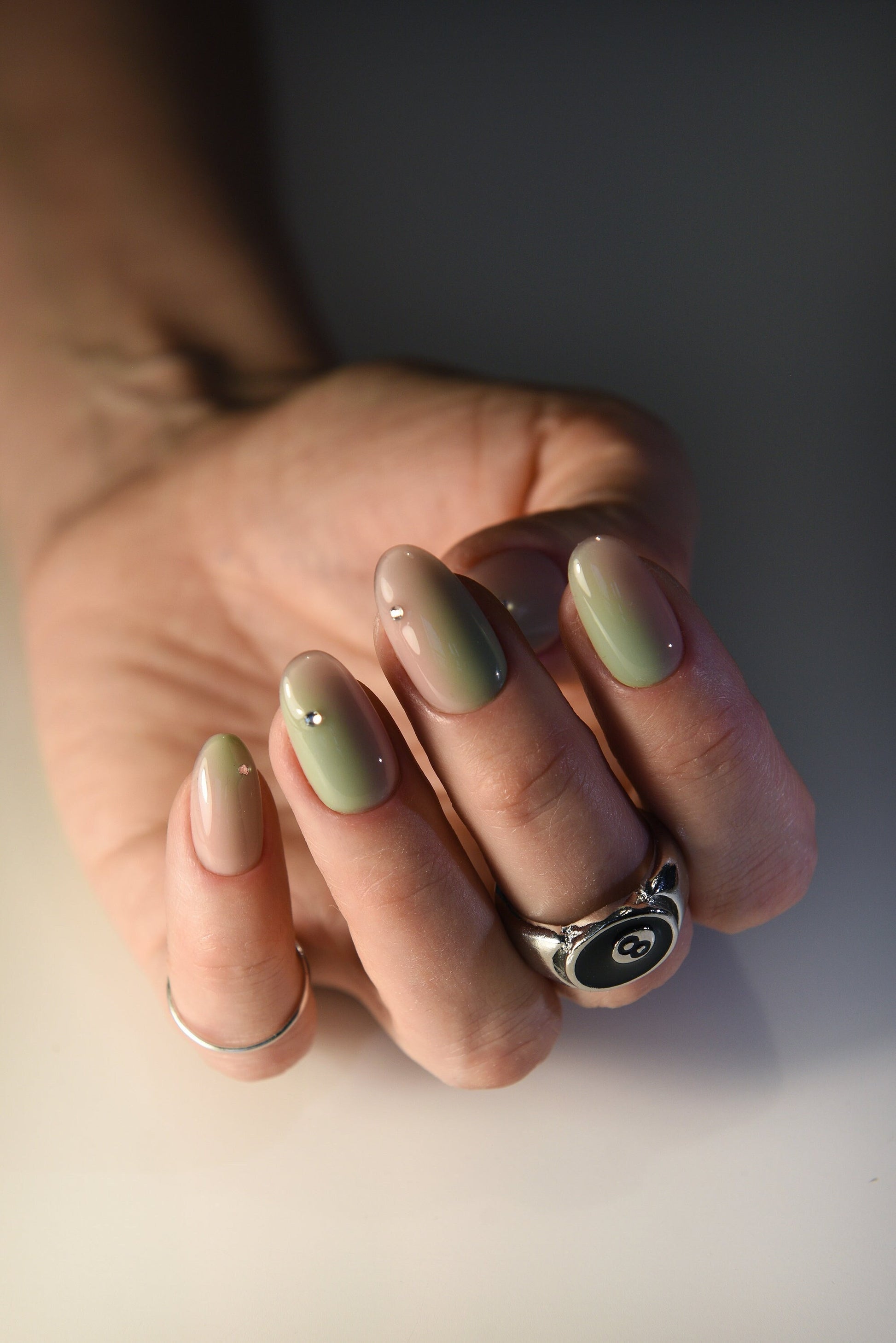 GREEN AURA BLUSH Press On Nails – Luxury Handmade Reusable Press On Nails