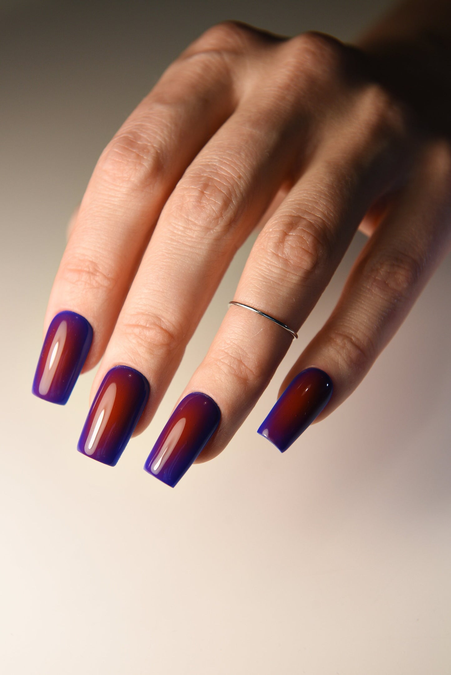 WARM AURA | Blue Pink Blush | Gift for her | Reusable press on nails | Stiletto Oval Almond Square Coffin Balerina | Long Medium Short