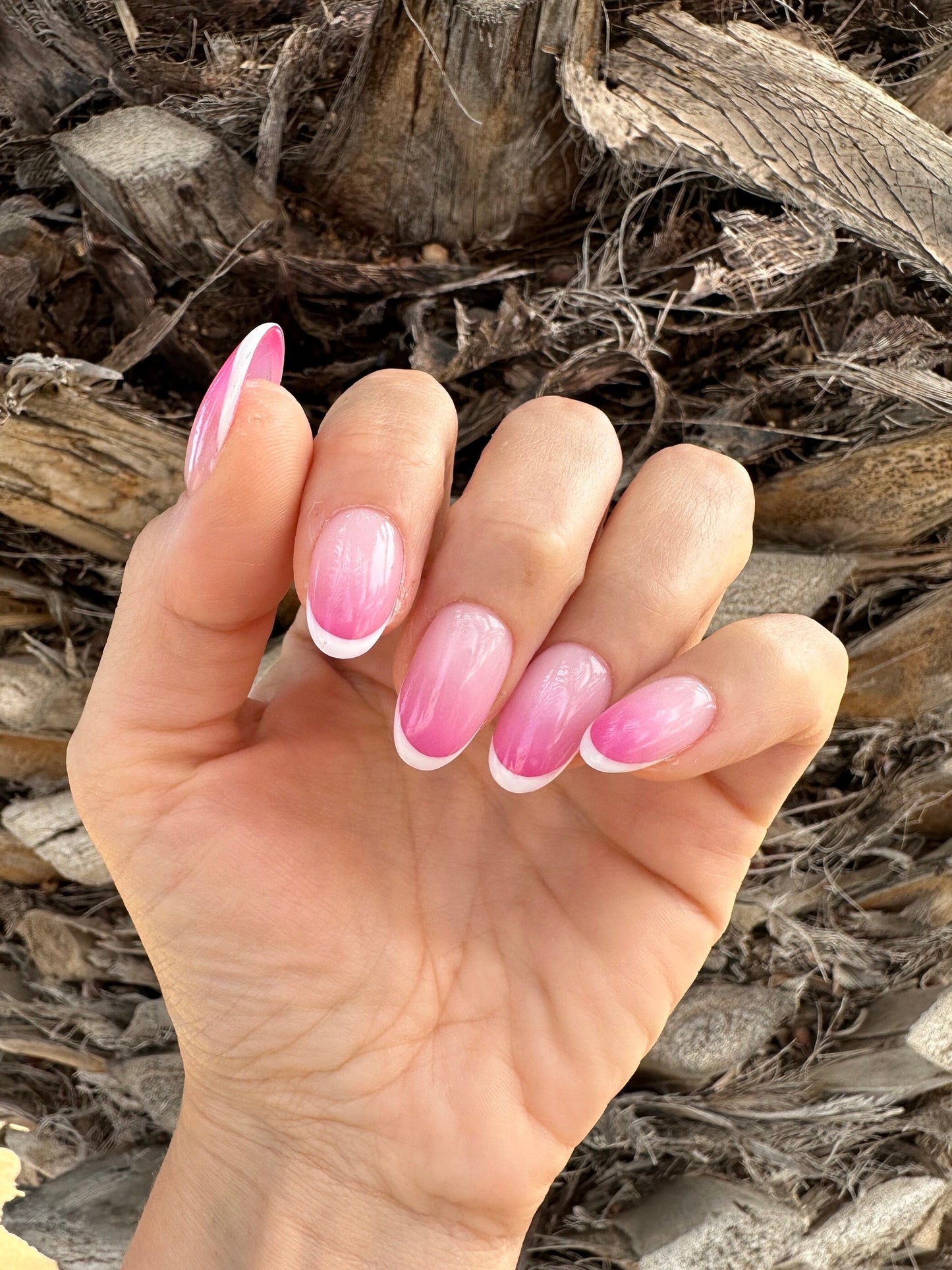 Summer Hit Press-On Nails: Delicate Natural Pink Ombre with Classic White French Tips for Fashion Lovers – Luxury Handmade Reusable Press On Nails