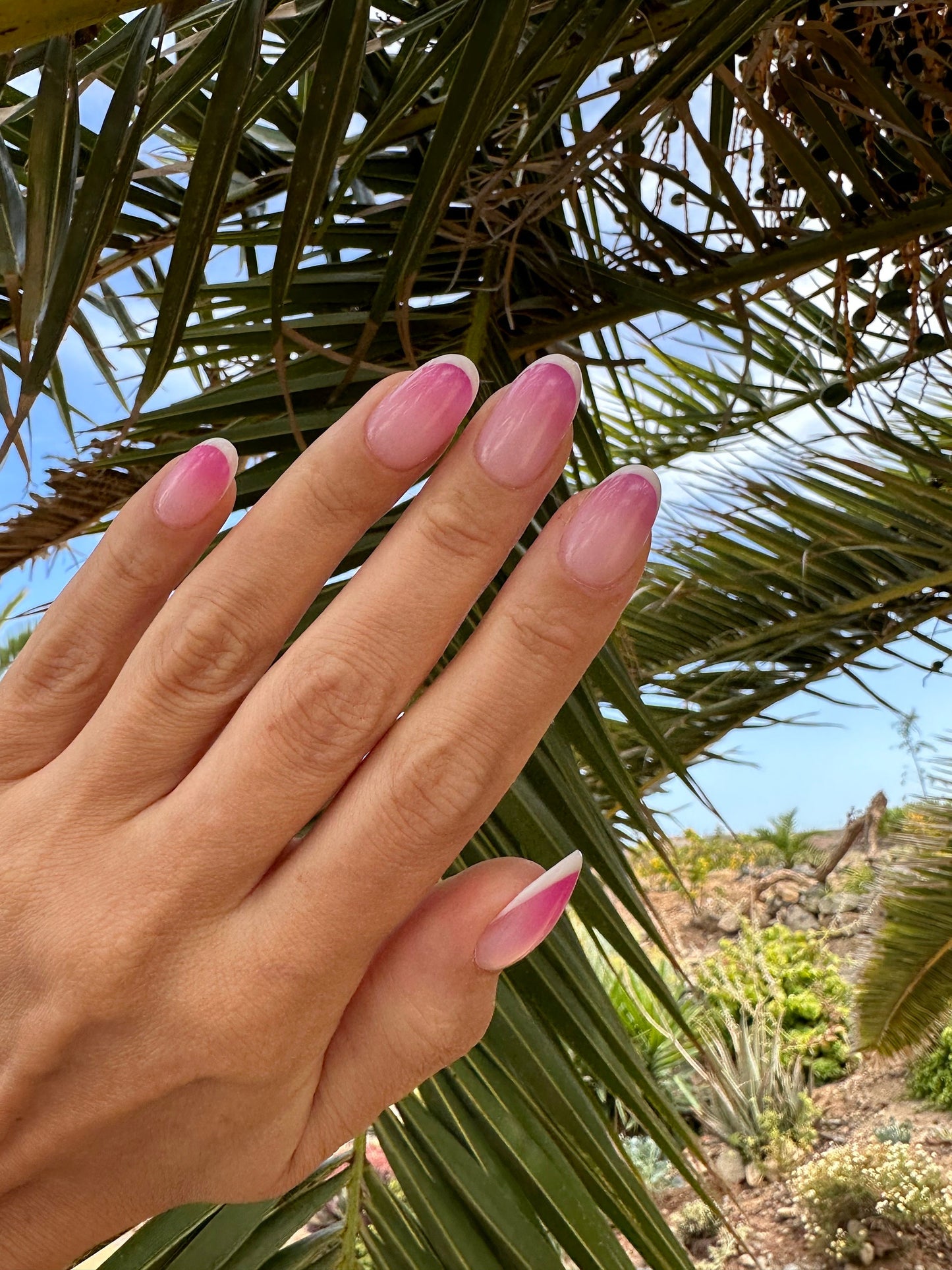 Summer Press-On Nails – Natural Pink Ombre with White French Tips, Handmade Reusable Luxury Set