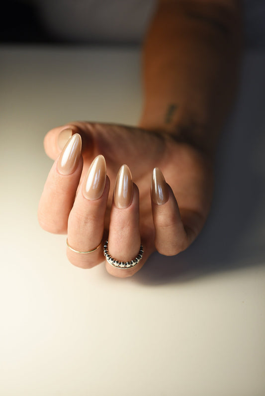 Chrome Girly Glazed Donut Press On Nails in 10 shades! Stiletto, Oval, Almond, Square, Coffin, Ballerina in Long, Medium, Short