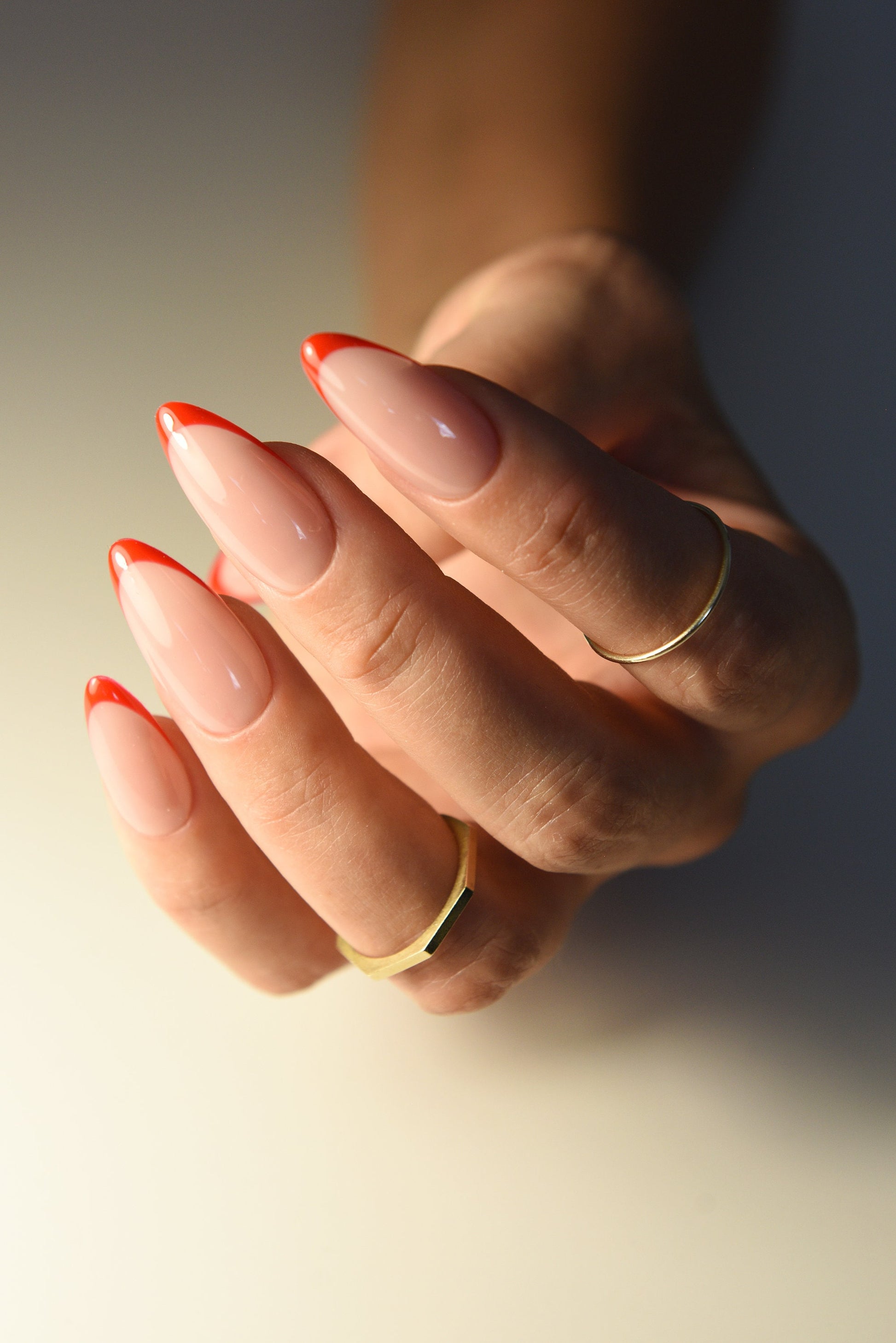 Red French Press Ons, Classy Manicure, Old Money Style, Stylish set of acrylic like nails, gel instant mani for women, work, party, holidays