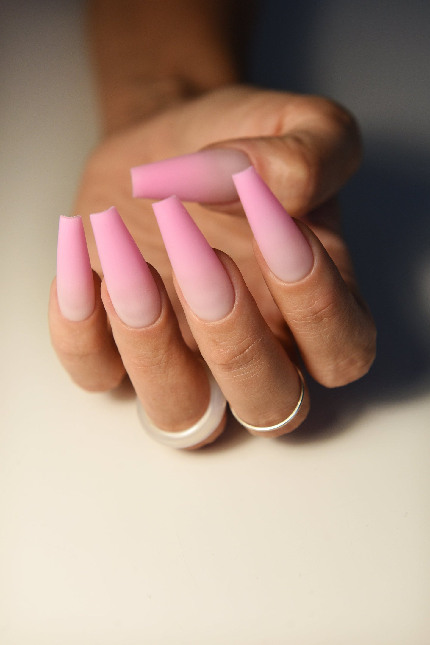 Pink Doll Ombre Press-On Nails – Reusable Strong Acrylic Look | Handmade Girly Nail Set for Party, Beach, Movie Night or Daily Wear