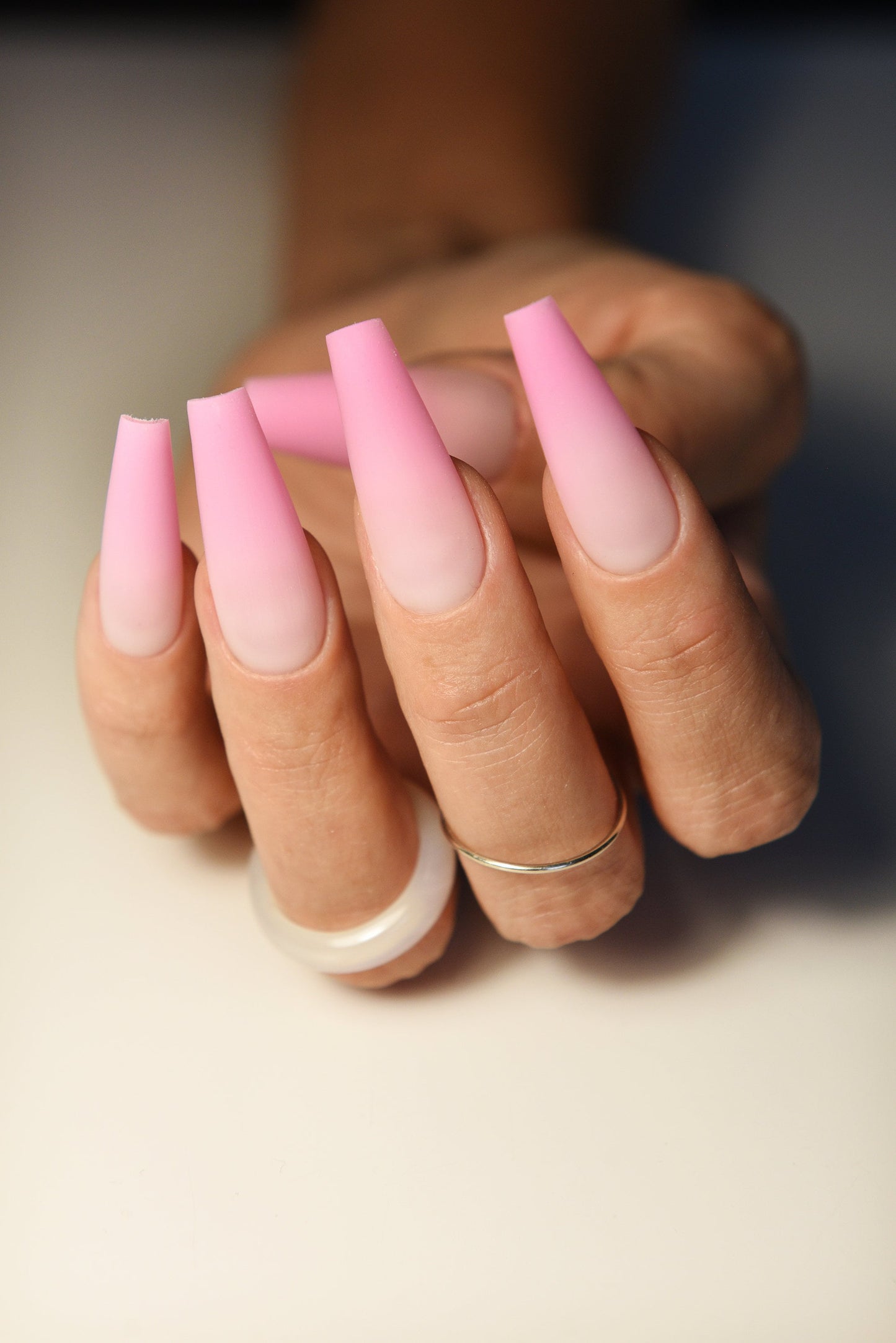 Pink Doll Ombre Press-On Nails – Reusable Strong Acrylic Look | Handmade Girly Nail Set for Party, Beach, Movie Night or Daily Wear