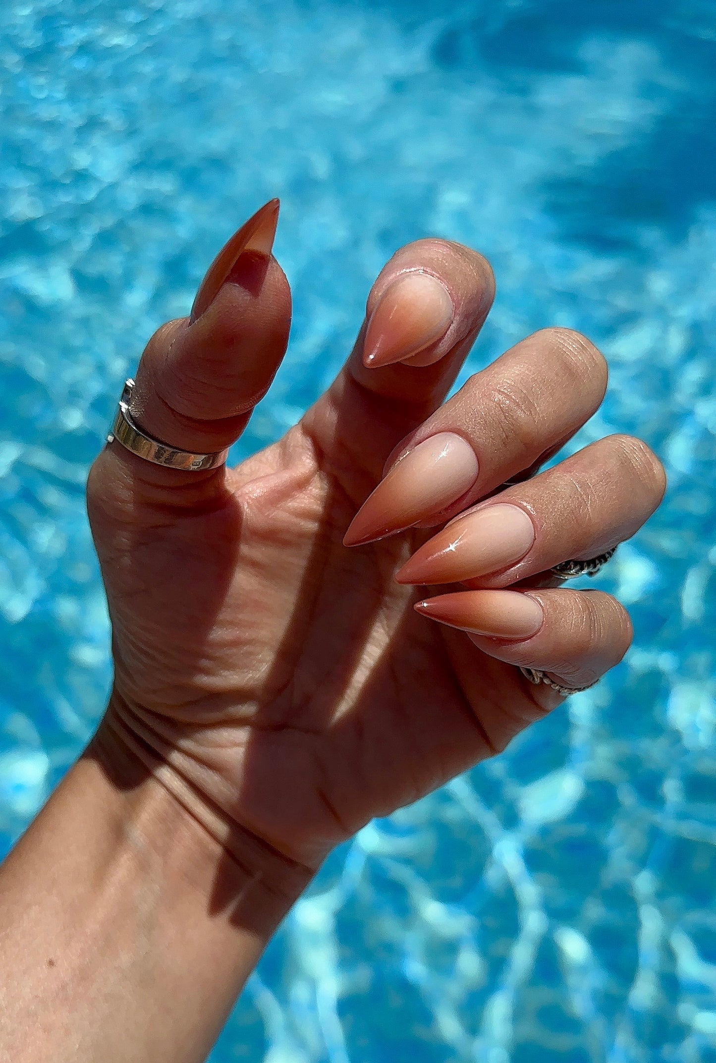 Ombre Tiramisu Press-On Nails – Nude Gradient Look | Handmade Reusable Set for Any Occasion