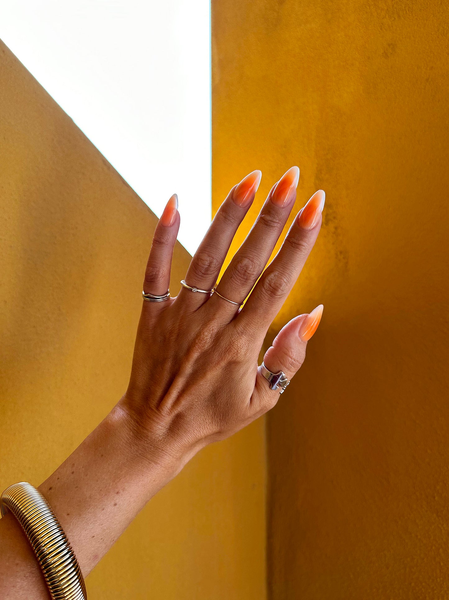 Summer Ombre Press-On Nails – Orange Gel Look | Handmade Set of 10 | Reusable & Custom