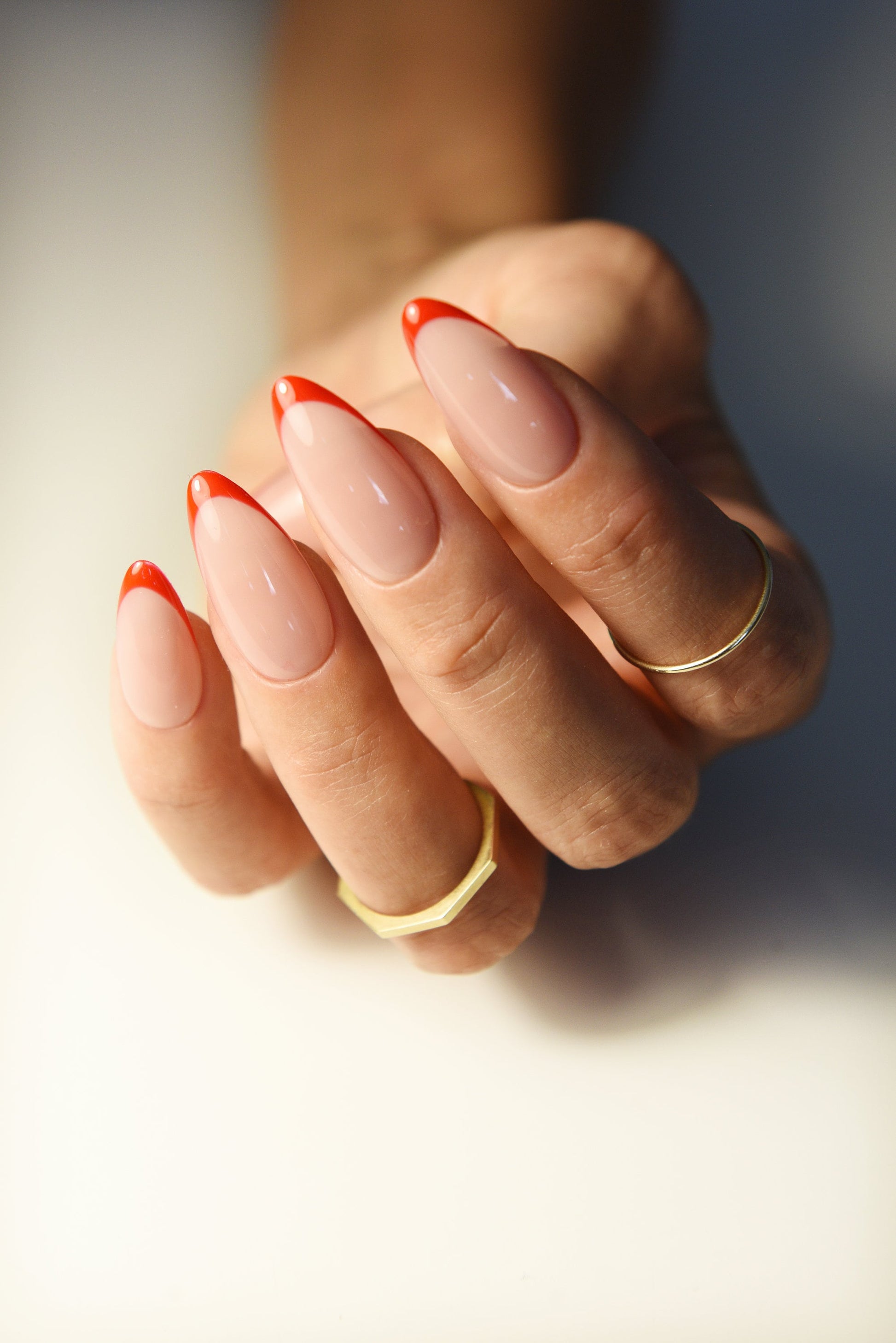 Red French Press Ons, Classy Manicure, Old Money Style, Stylish set of acrylic like nails, gel instant mani for women, work, party, holidays