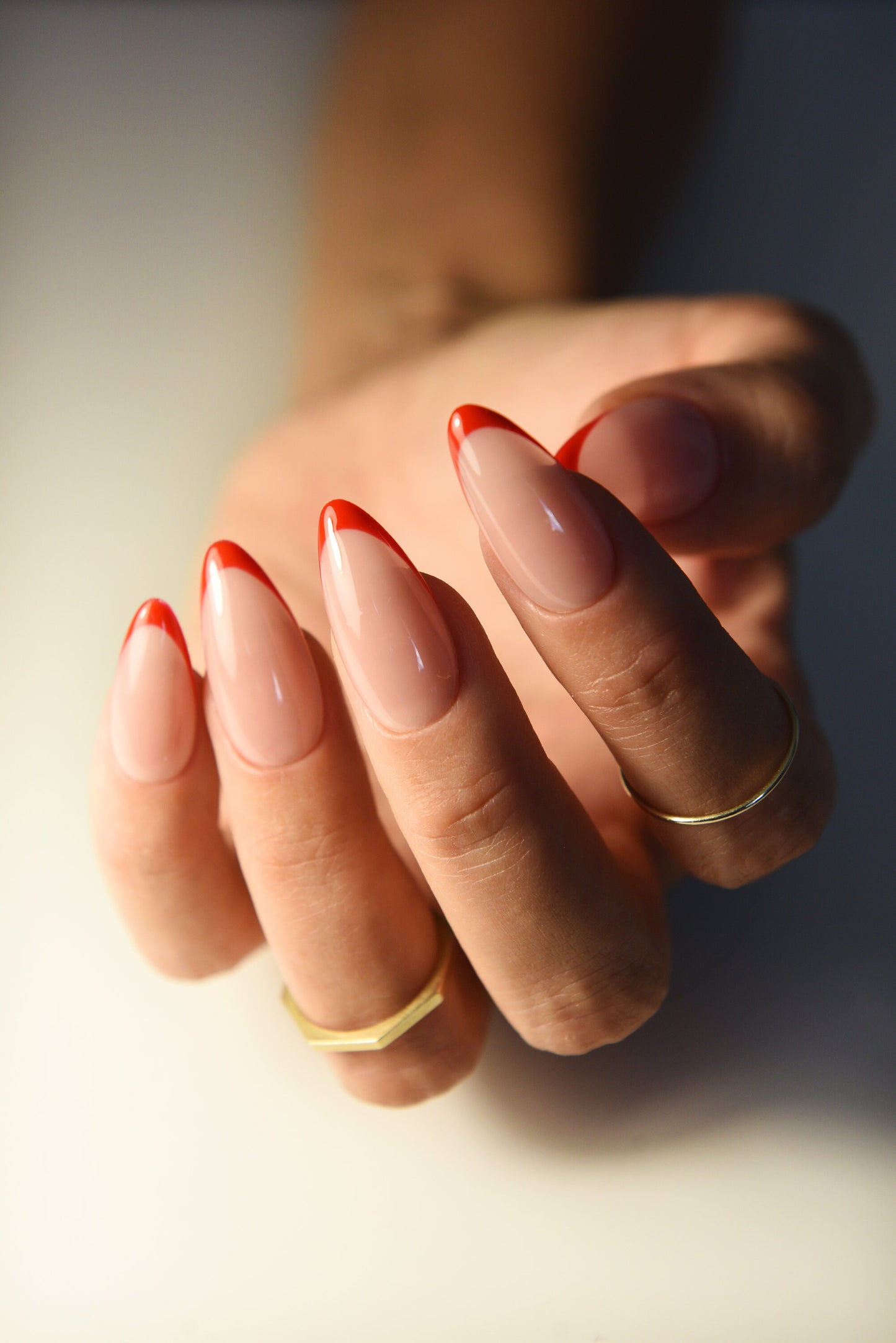 Red French Press Ons, Classy Manicure, Old Money Style, Stylish set of acrylic like nails, gel instant mani for women, work, party, holidays